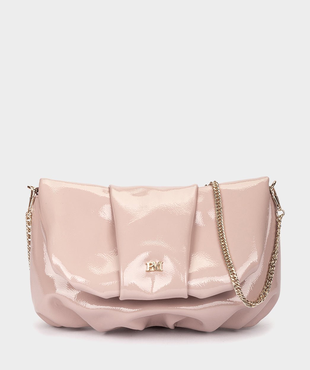 Pink patent leather evening bag. PEDRO MIRALLES Beige