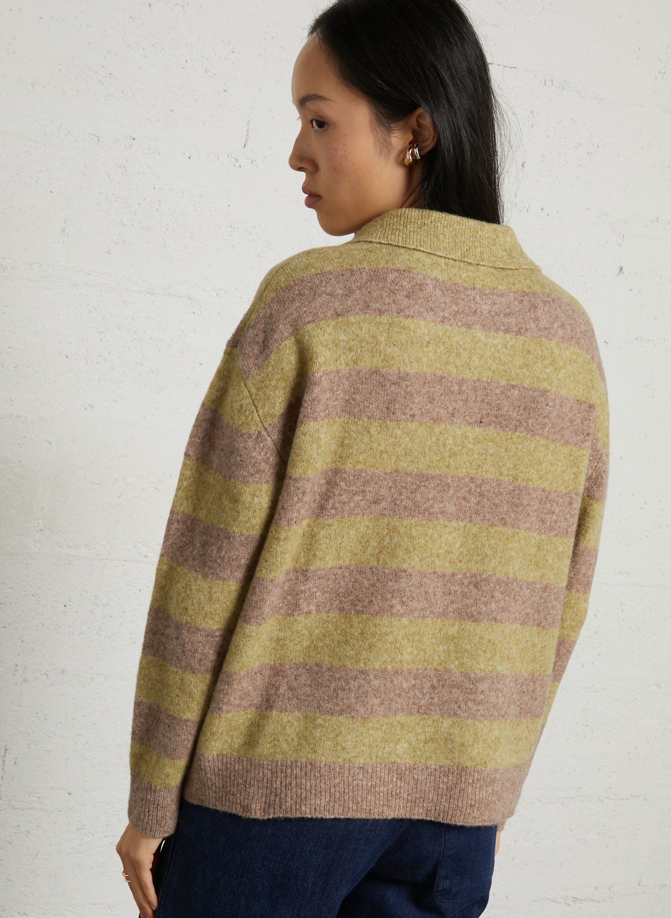 Pull ample à rayures en laine mélangée NICE THINGS Beige