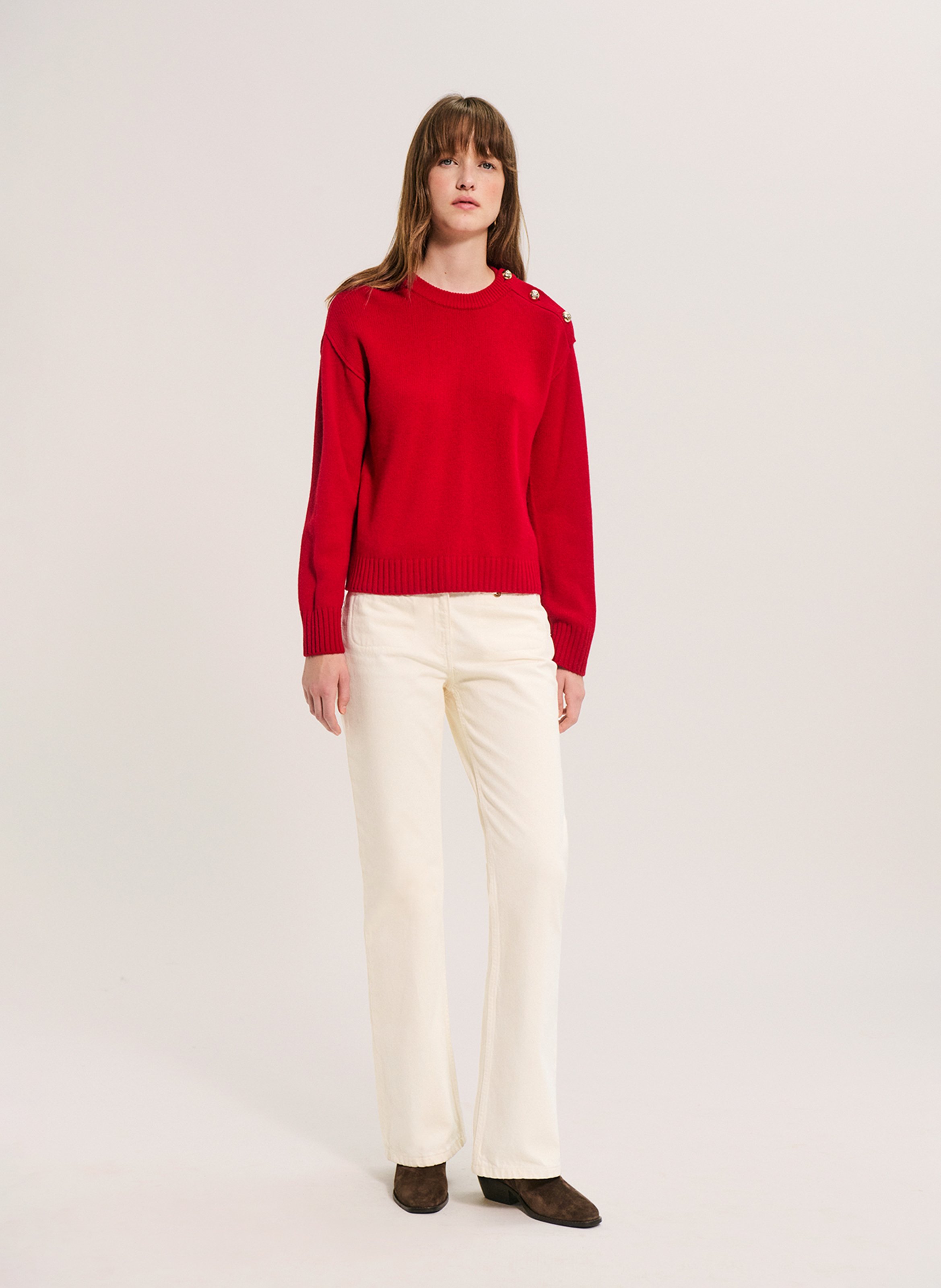 Round-neck wool sweater PABLO Red