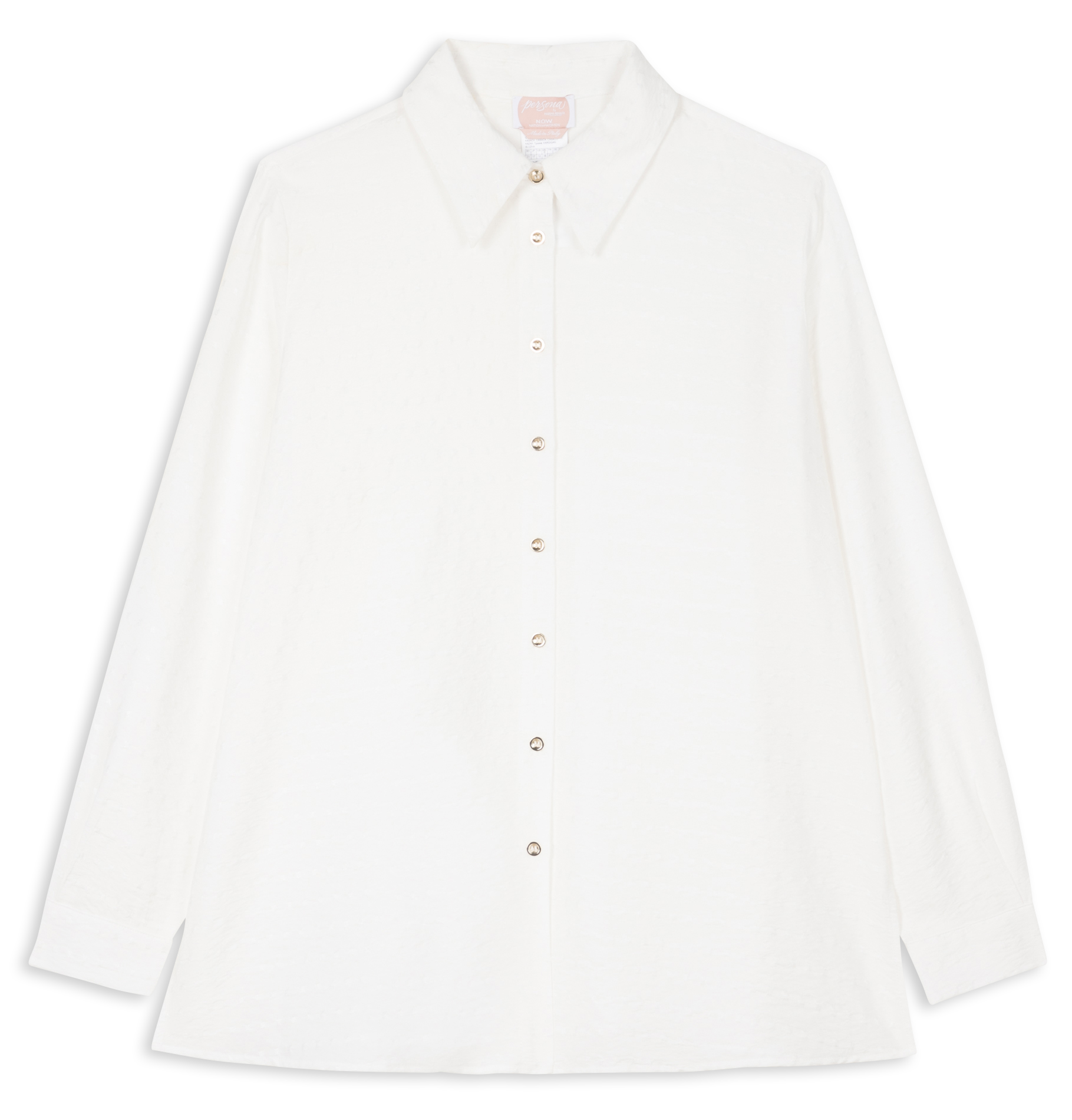 Gerade geschnittene Bluse aus strukturiertem Stoff mit italienischem Kragen PERSONA by Marina Rinaldi Weiss