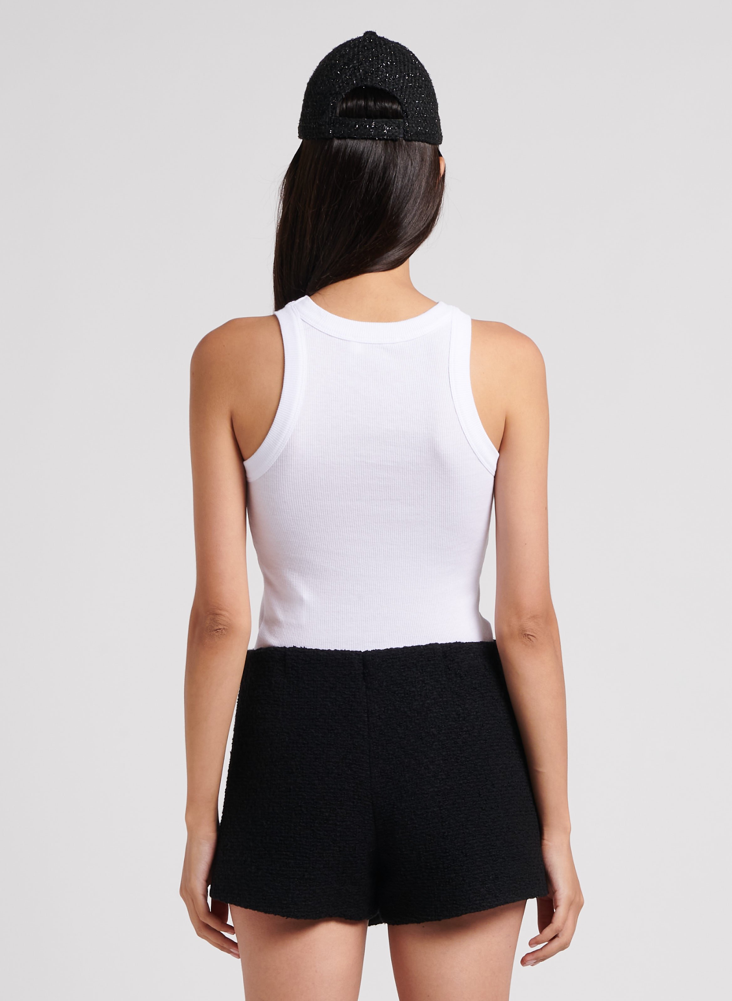 Singlet van katoenen ribtricot met ronde hals BA&SH Wit