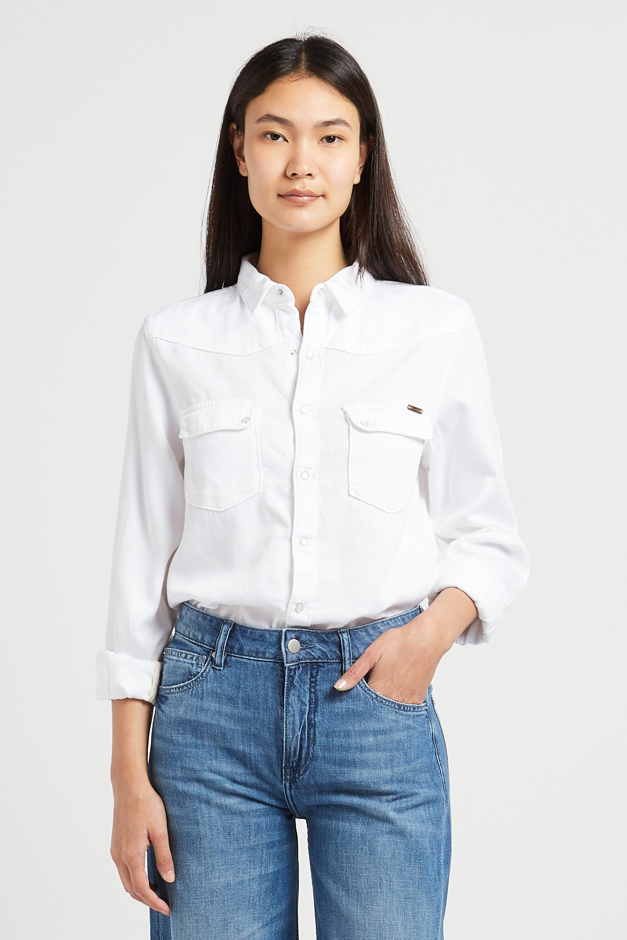 Katoenen blouse met klassieke kraag ACQUAVERDE Wit