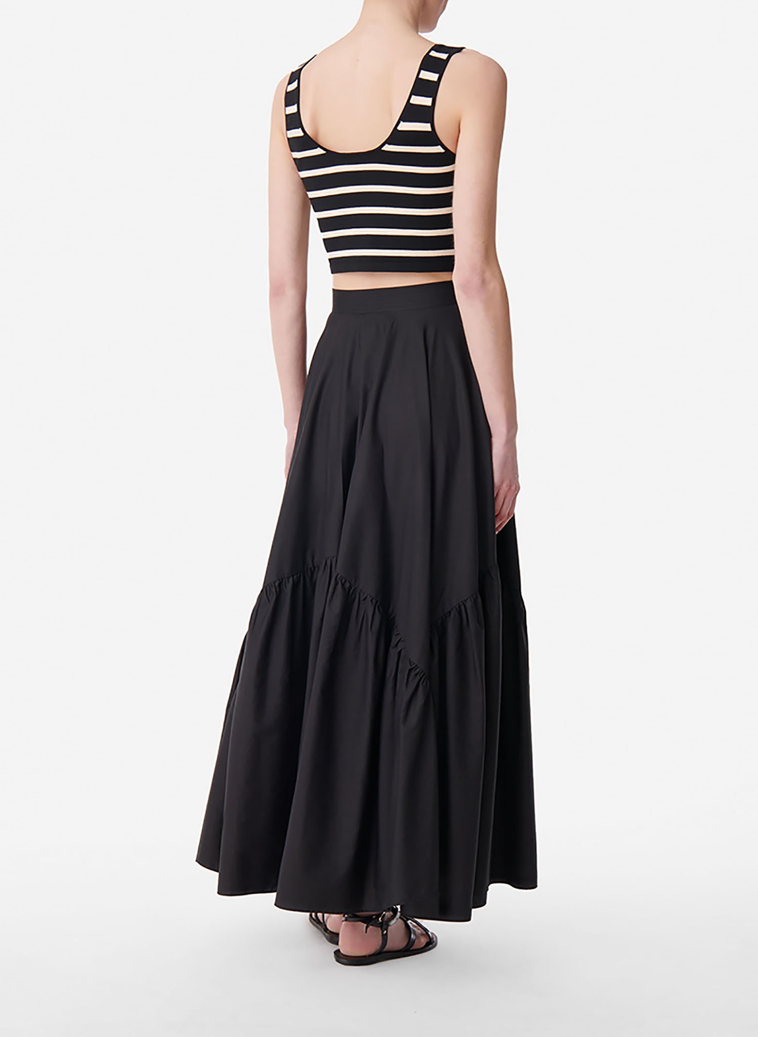 Jupe longue froncée en popeline de coton  VANESSA BRUNO Noir