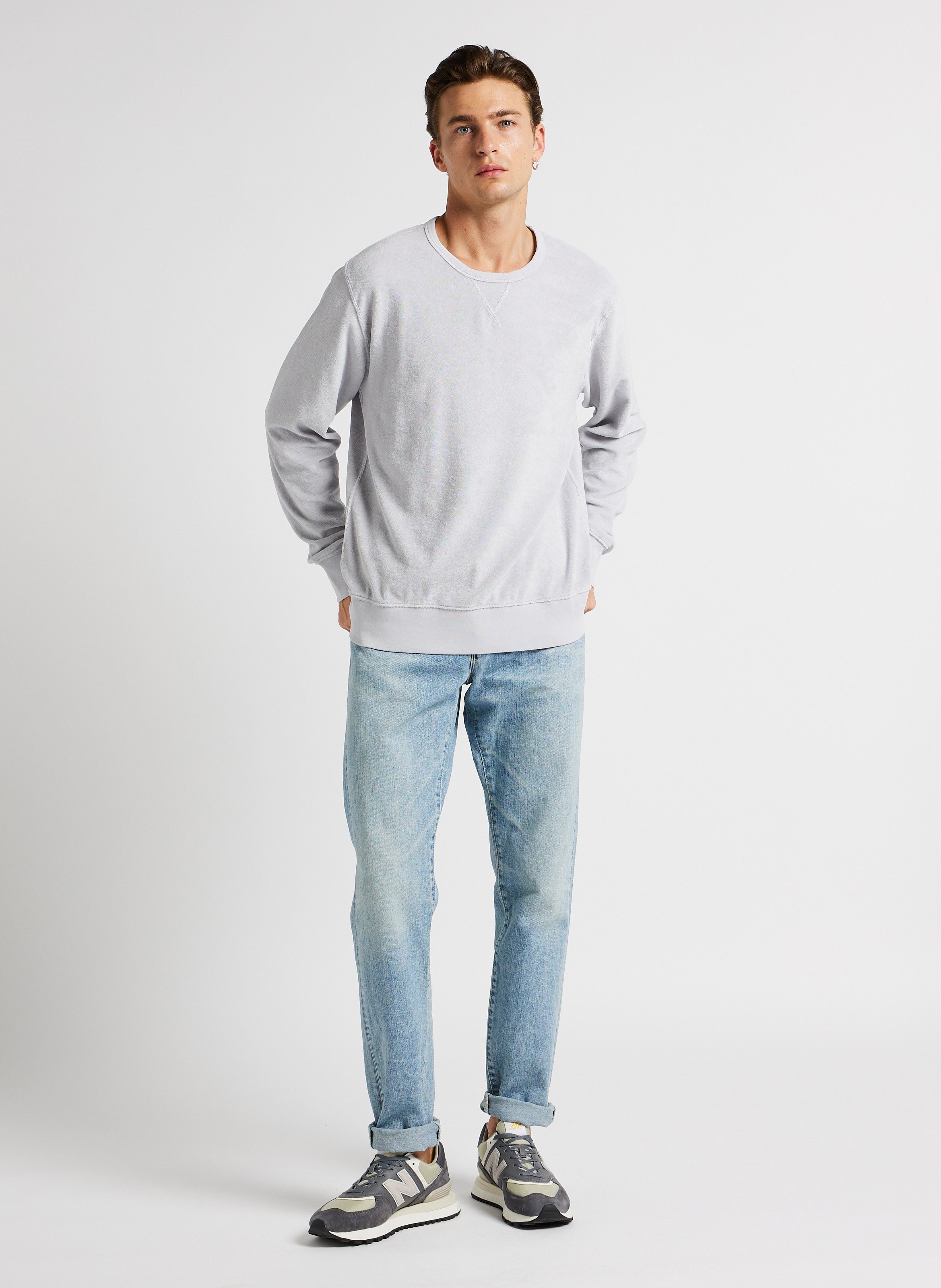 Gerade geschnittenes Rundhals-Sweatshirt aus Baumwoll-Mix HARTFORD Grau