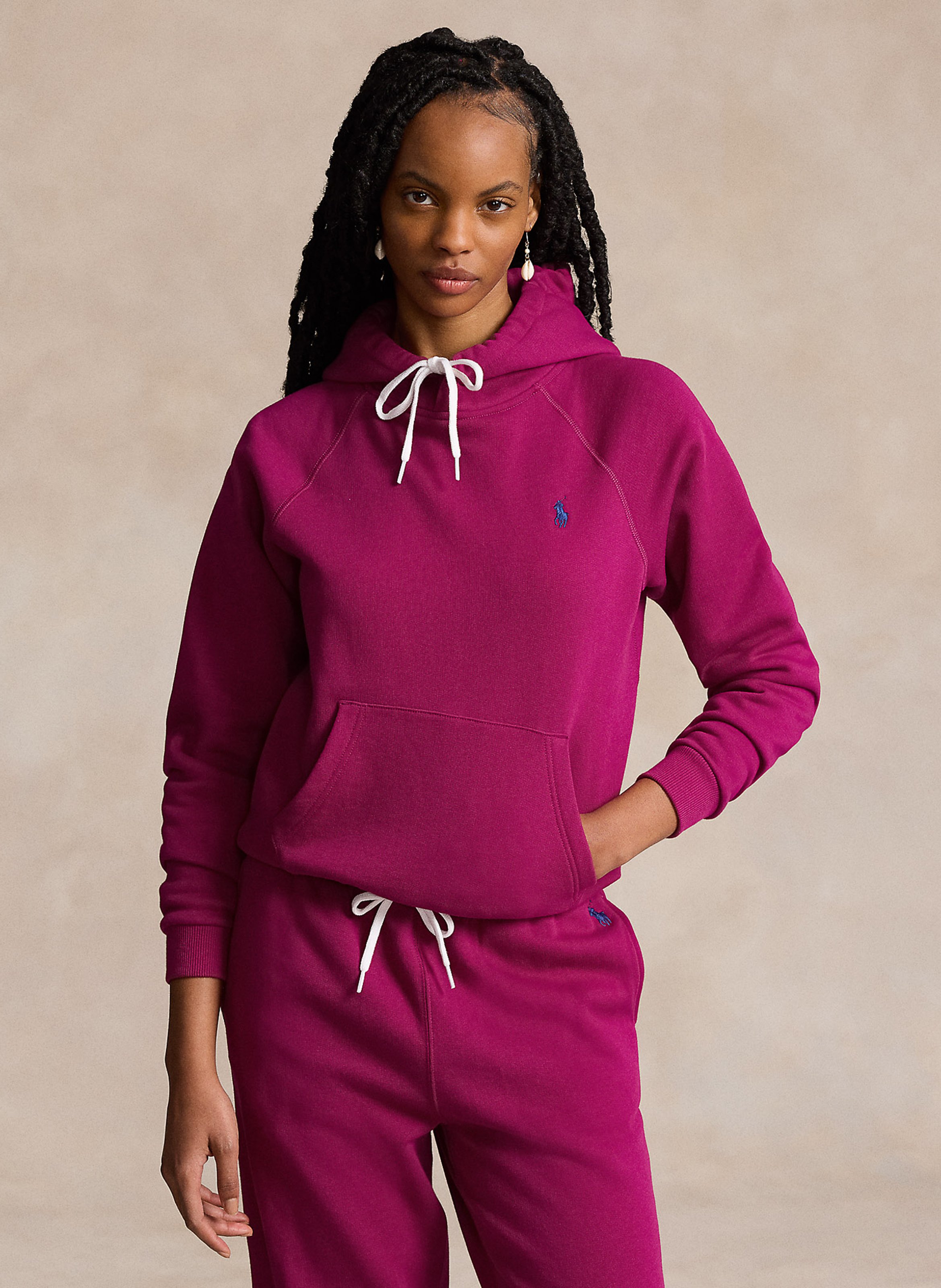 Pink Straight hooded sweatshirt in blended cotton