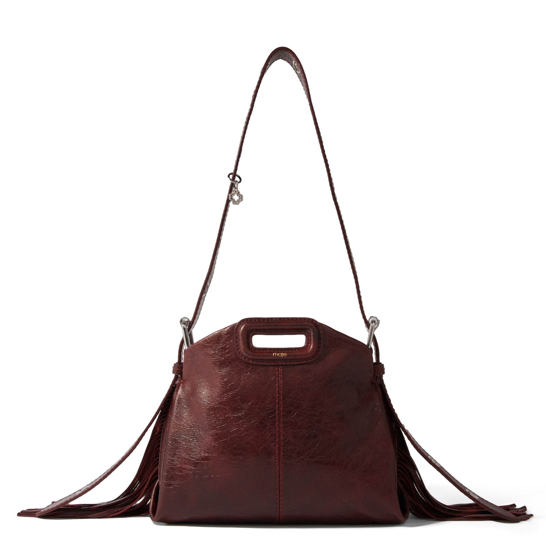 Sac porté épaule en cuir MAJE Rouge