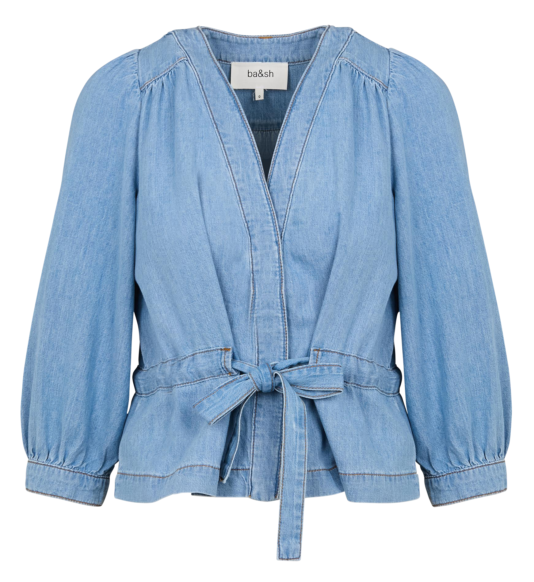 Straight cotton V-neck top BA&amp;SH Blue