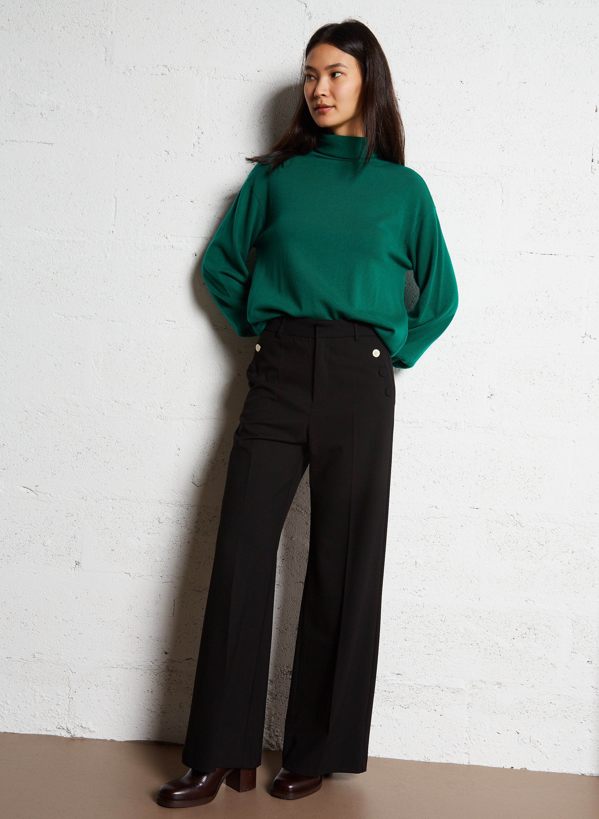 Pantalon large taille haute I CODE Noir