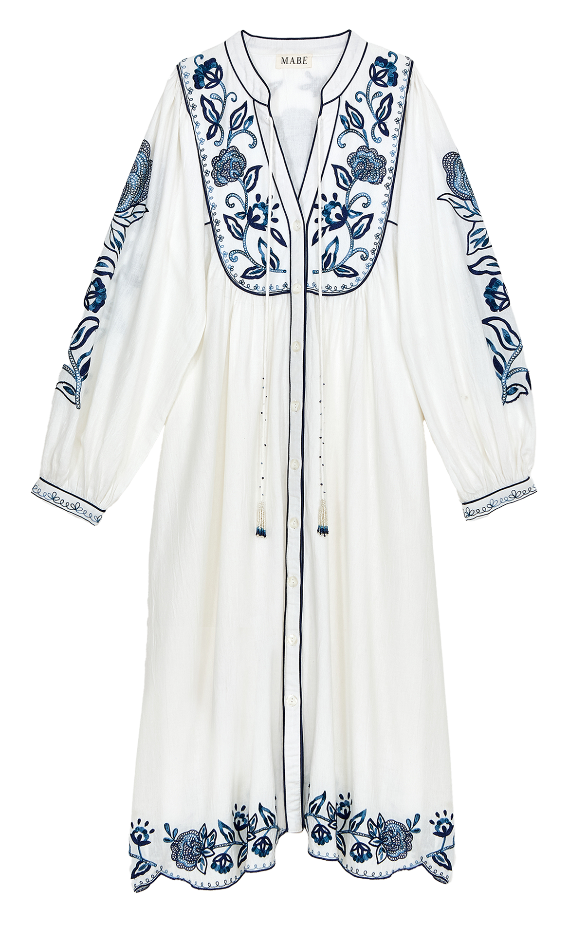 Robe midi col tunisien en coton M.A.B.E Beige