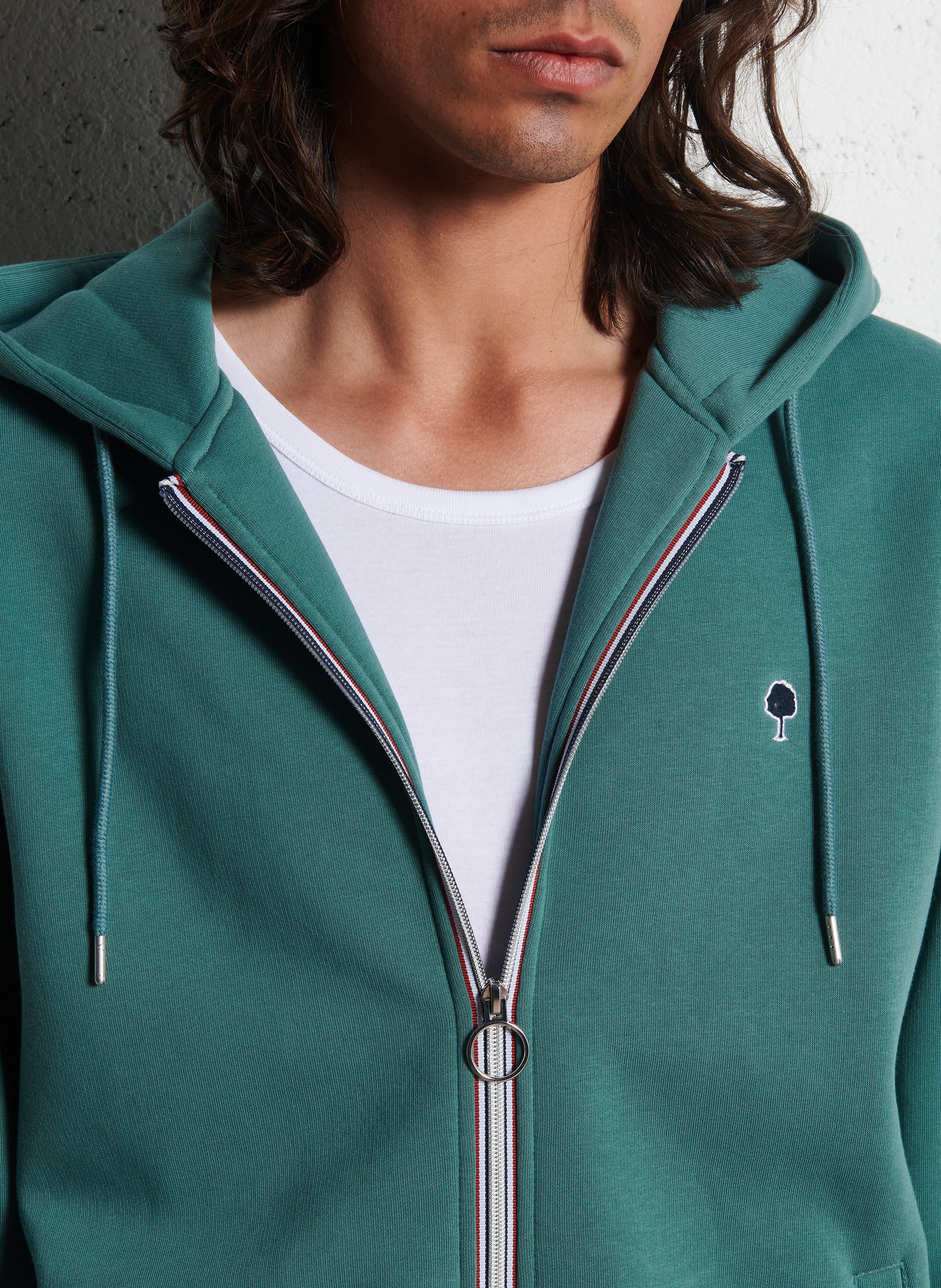 Sweat zippé à capuche Vert