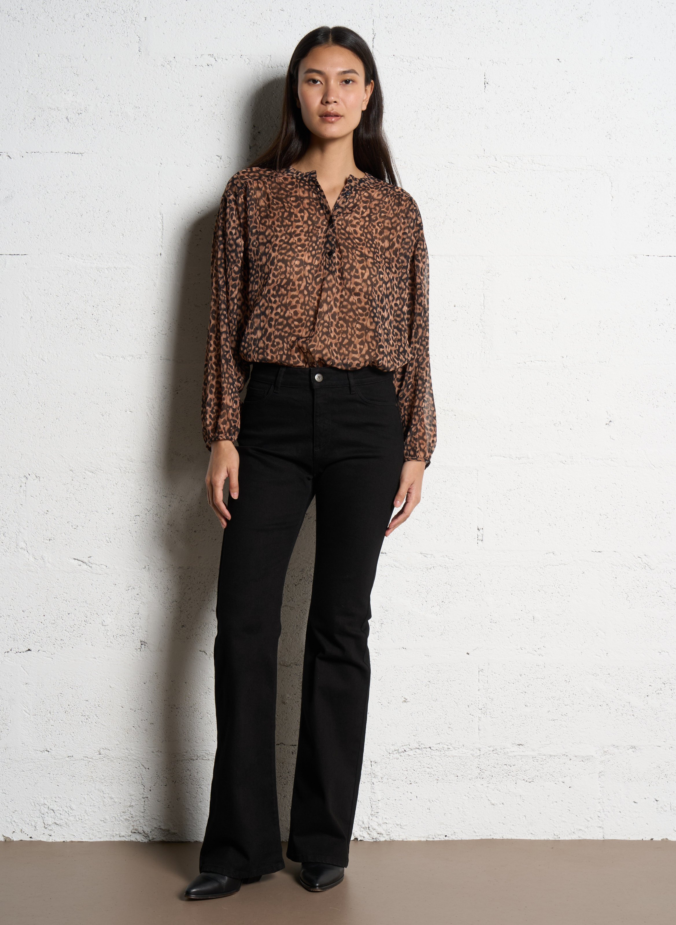 Jean flare en coton mélangé ONE STEP Noir