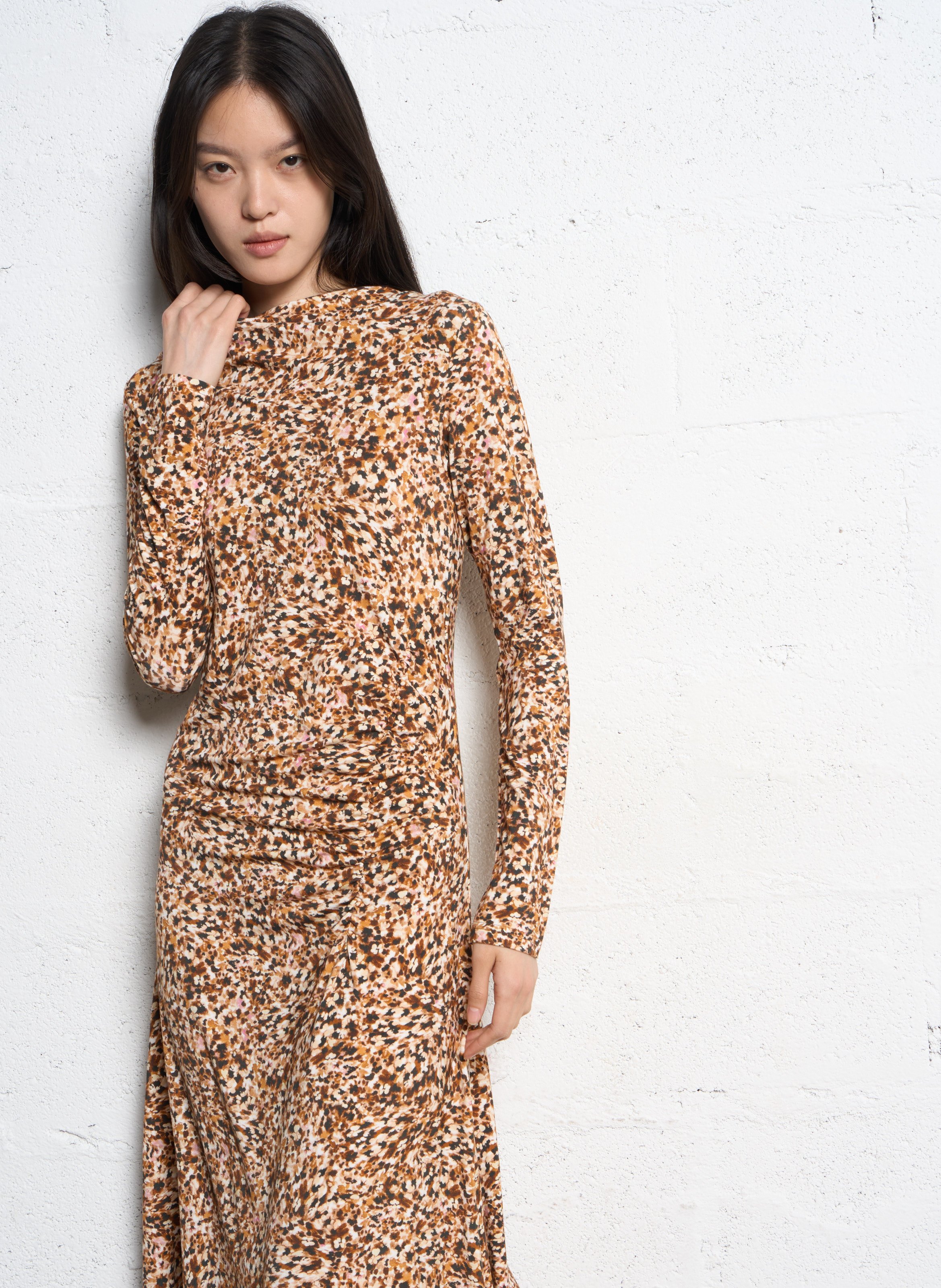 Robe longue ajustée Beige