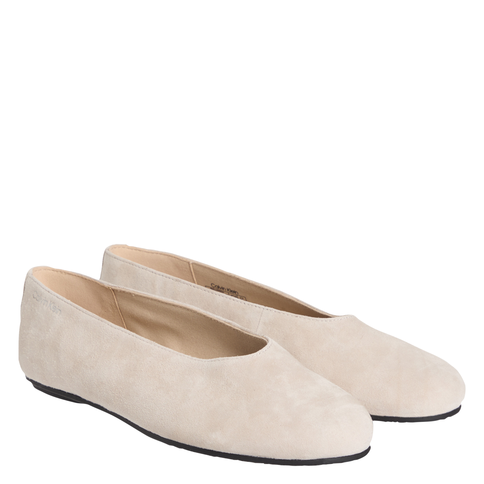 Ballerines unies en cuir suédé CALVIN KLEIN Beige