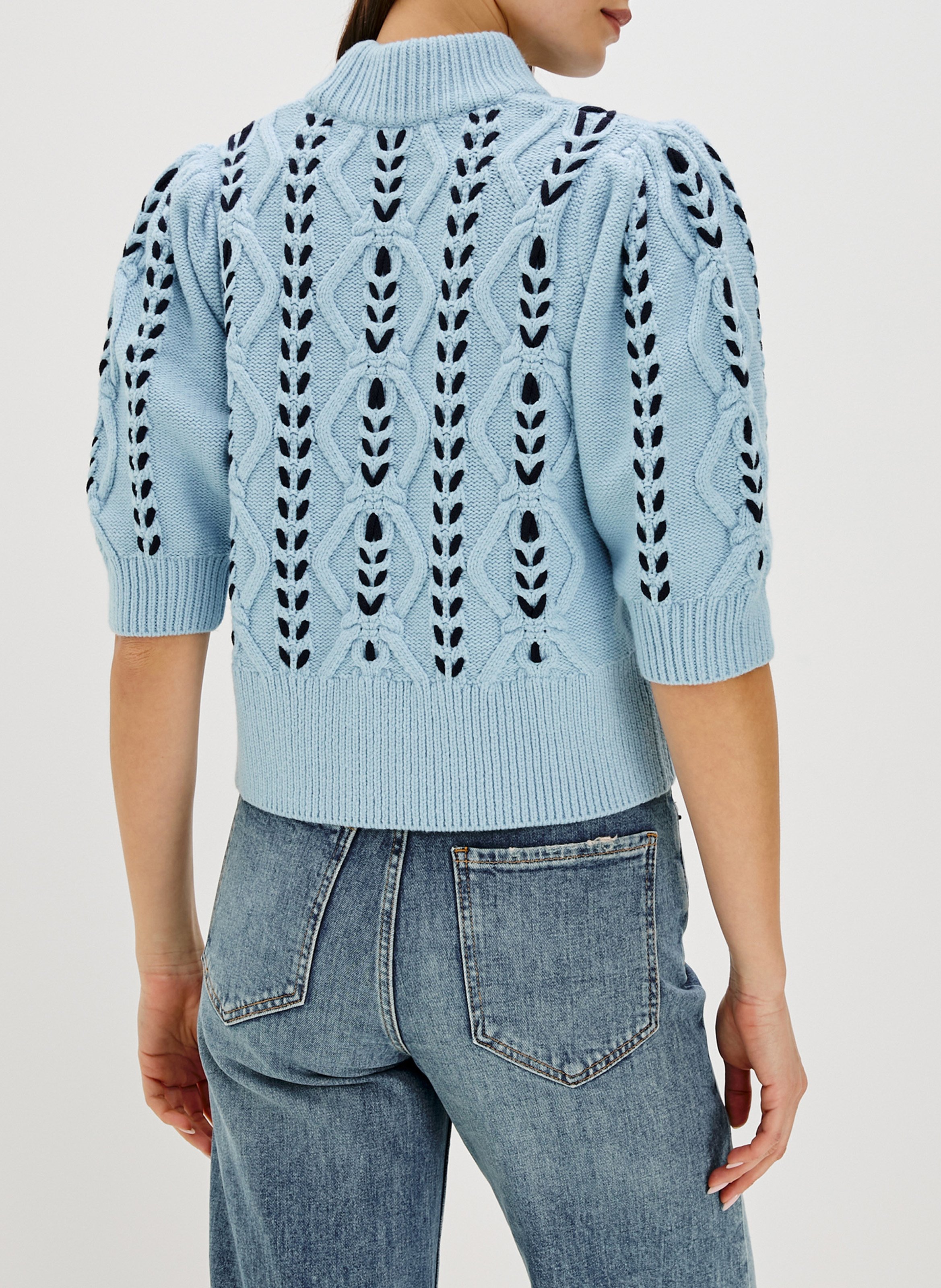 Pull col montant en coton mélangé RAILS Bleu