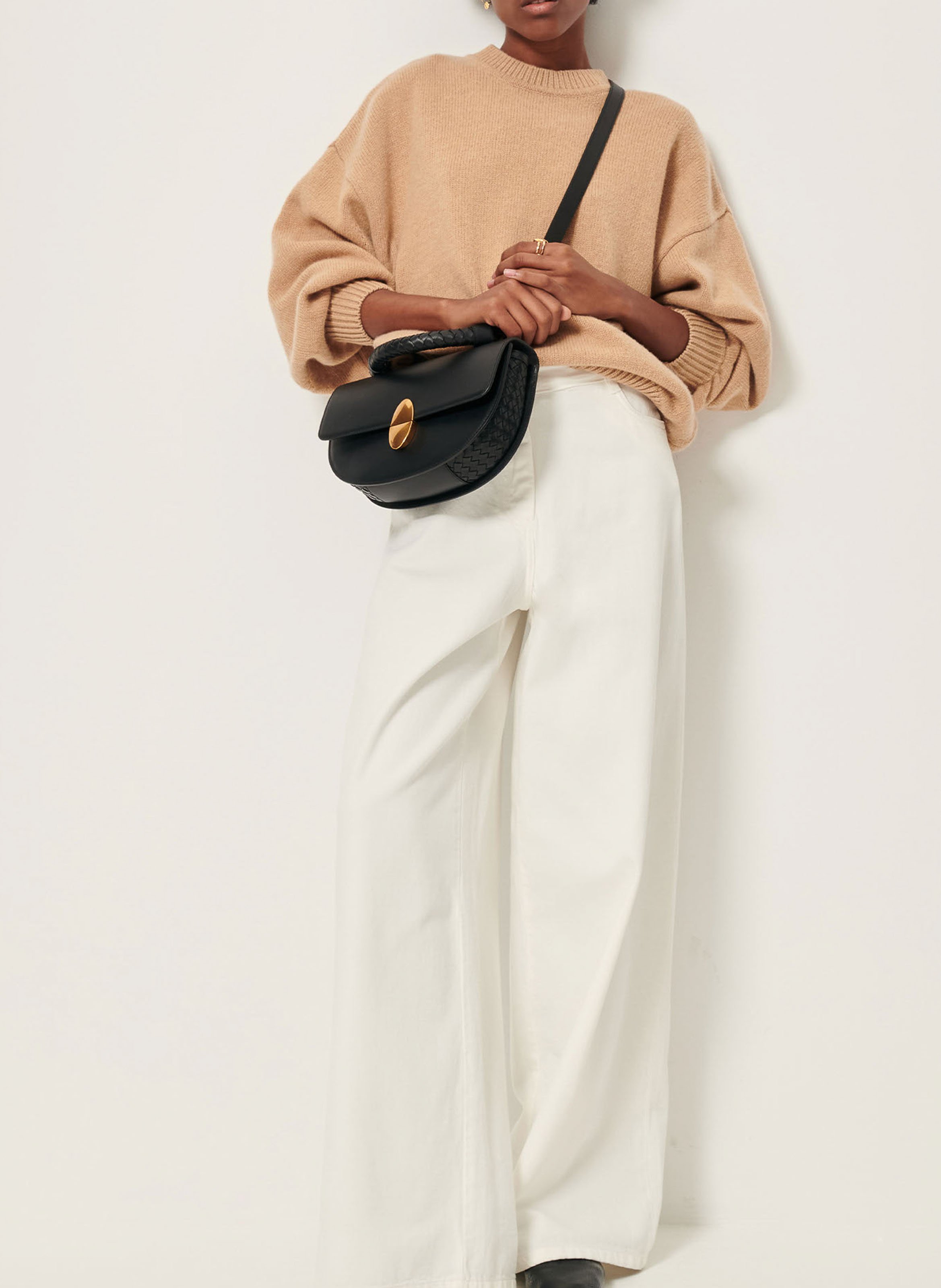 Sweat col rond en laine et en cachemire mélangés SESSUN Beige