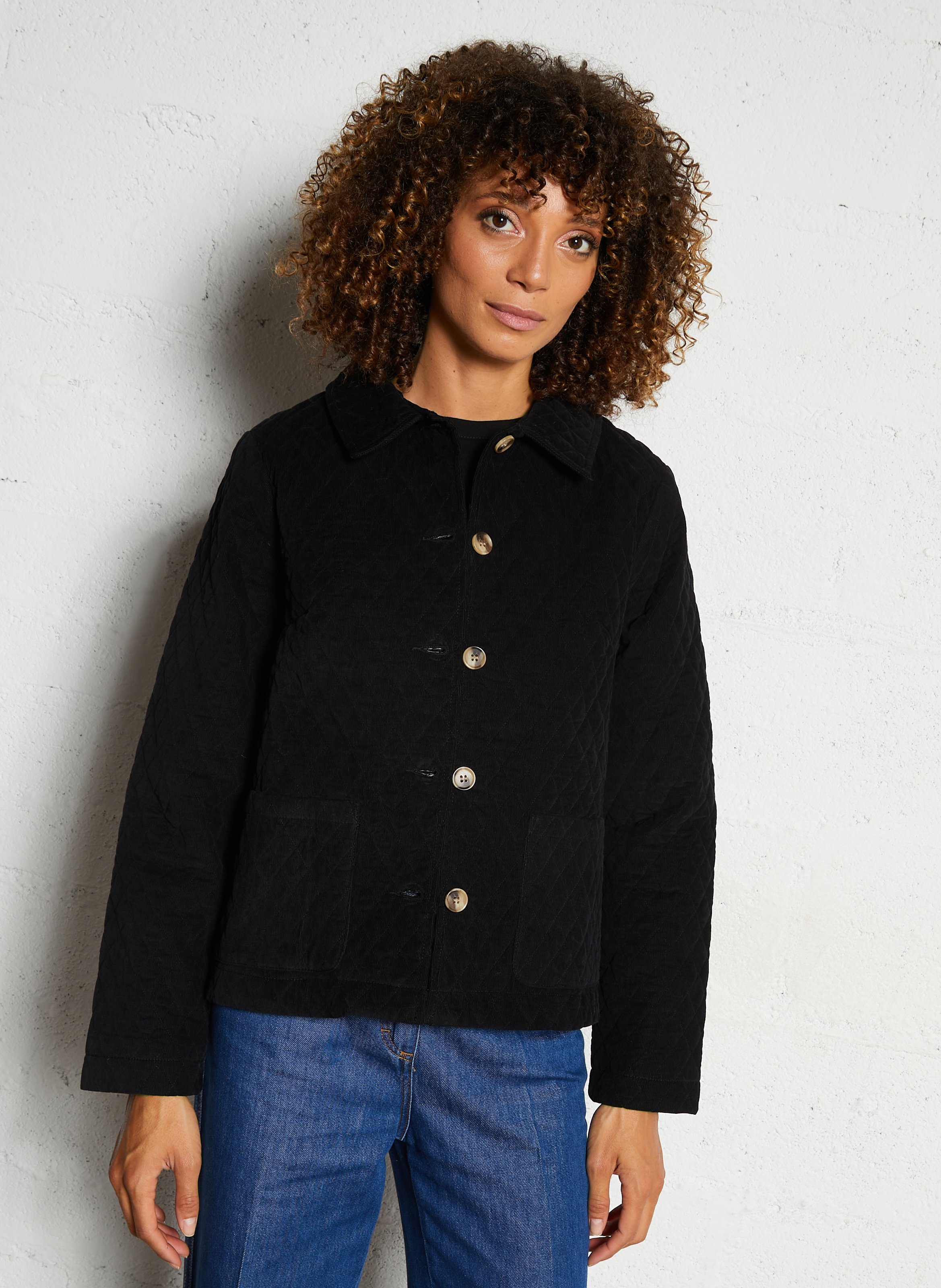 Veste col classique matelassée en coton mélangé ARMOR LUX Noir