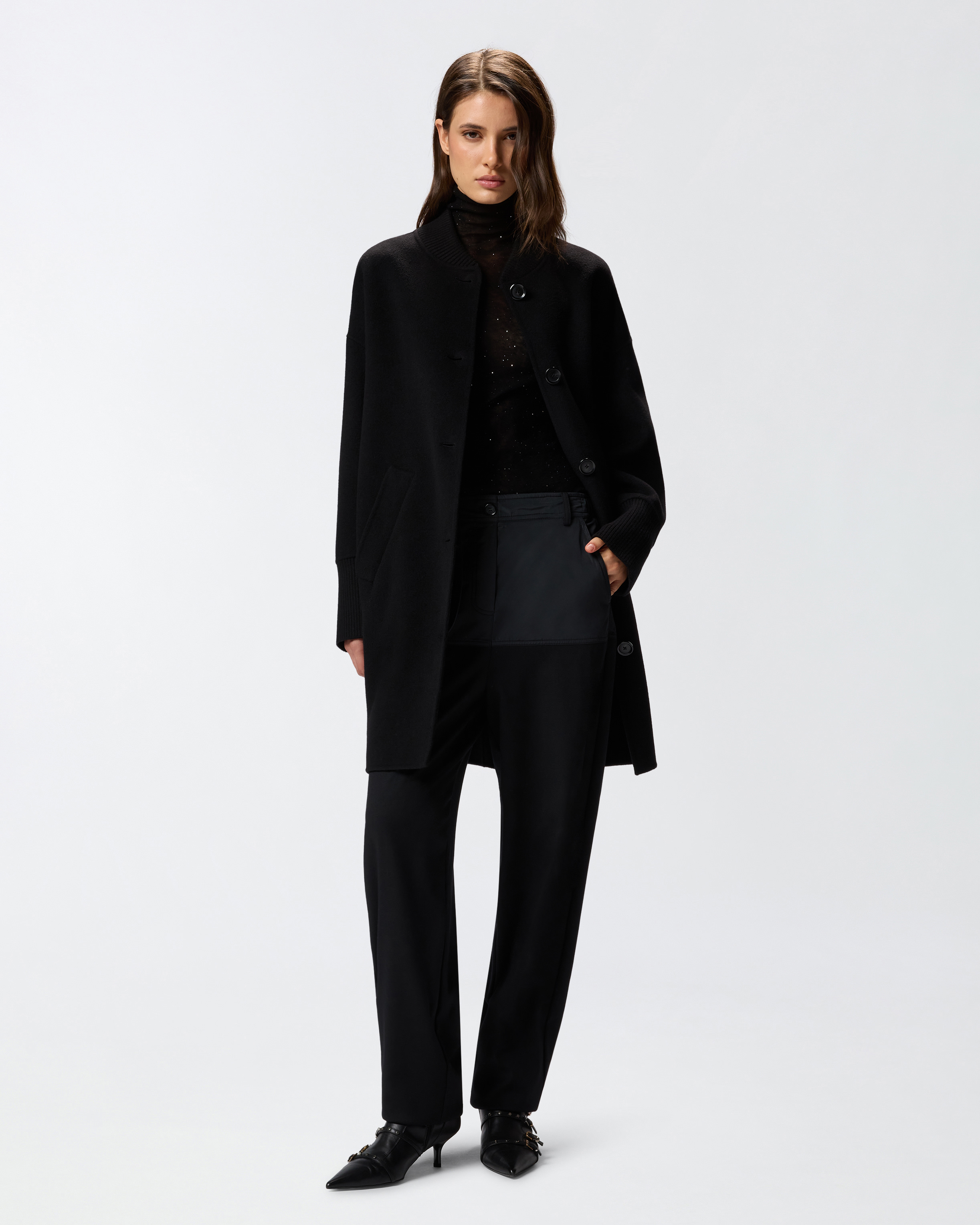 Long double-faced wool coat PINKO Black