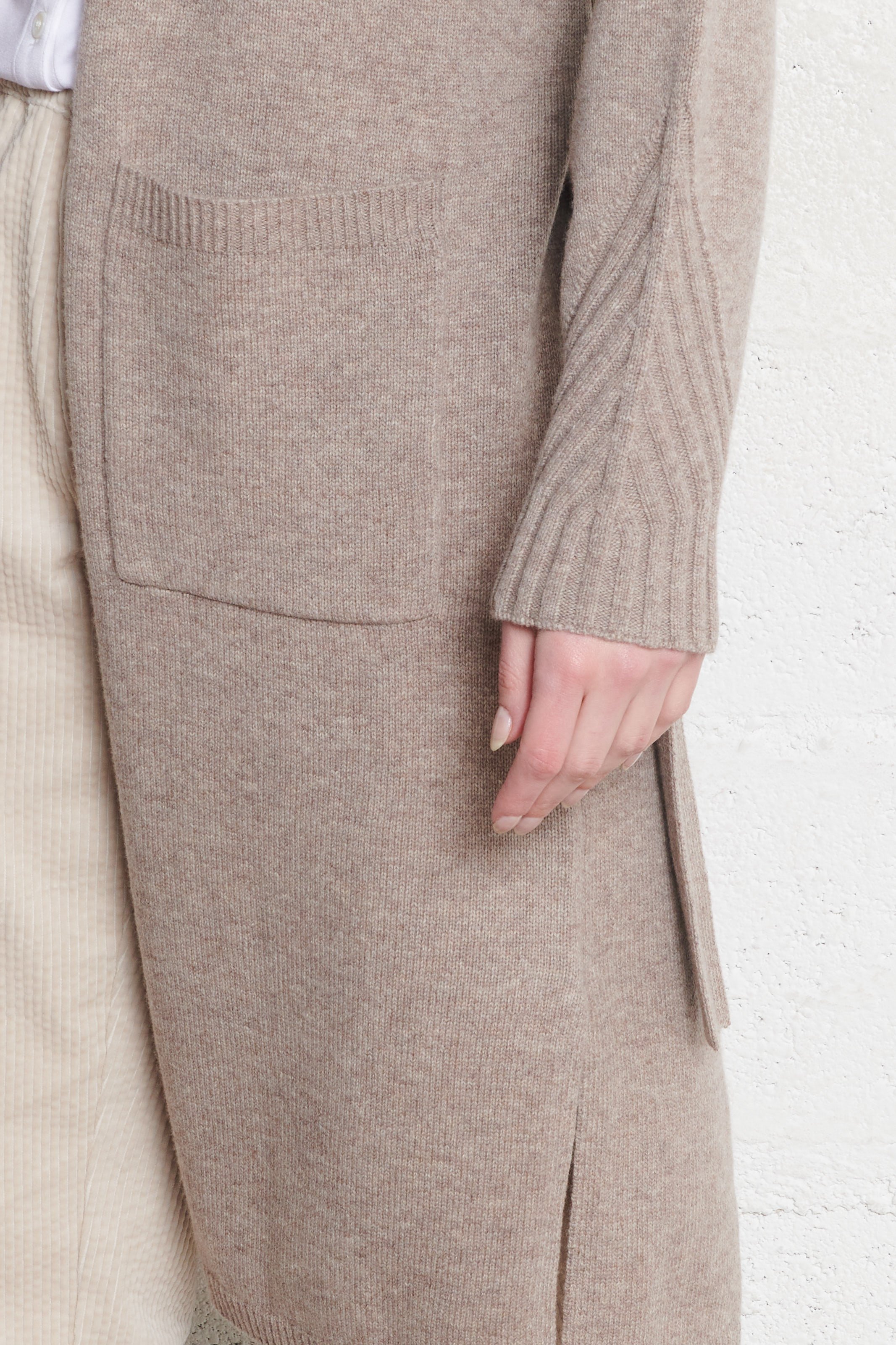 Gilet long en laine mérinos MAJESTIC FILATURES Beige