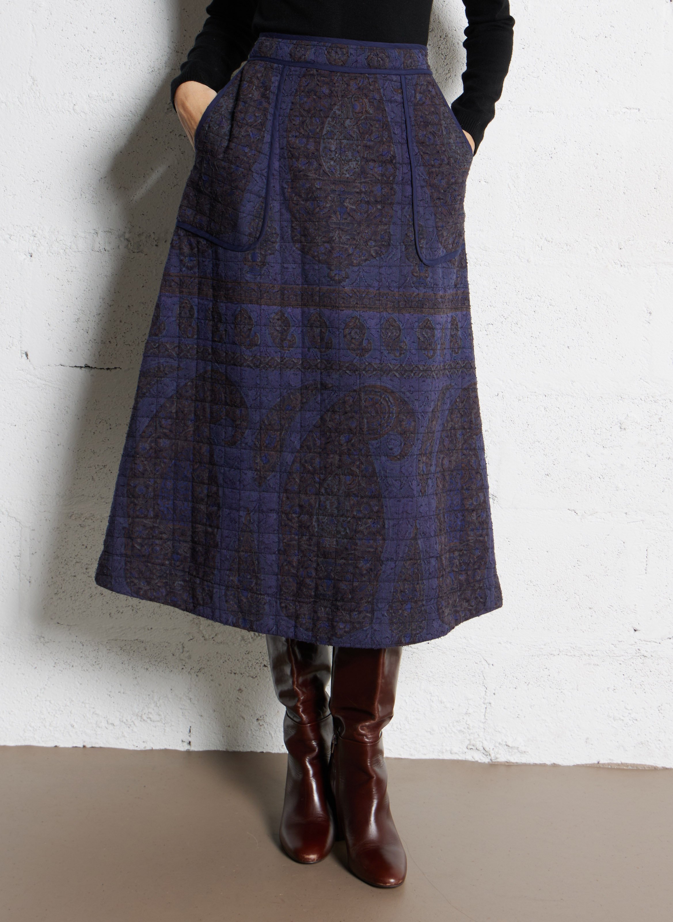 Langer Baumwollrock ANTIK BATIK Blau