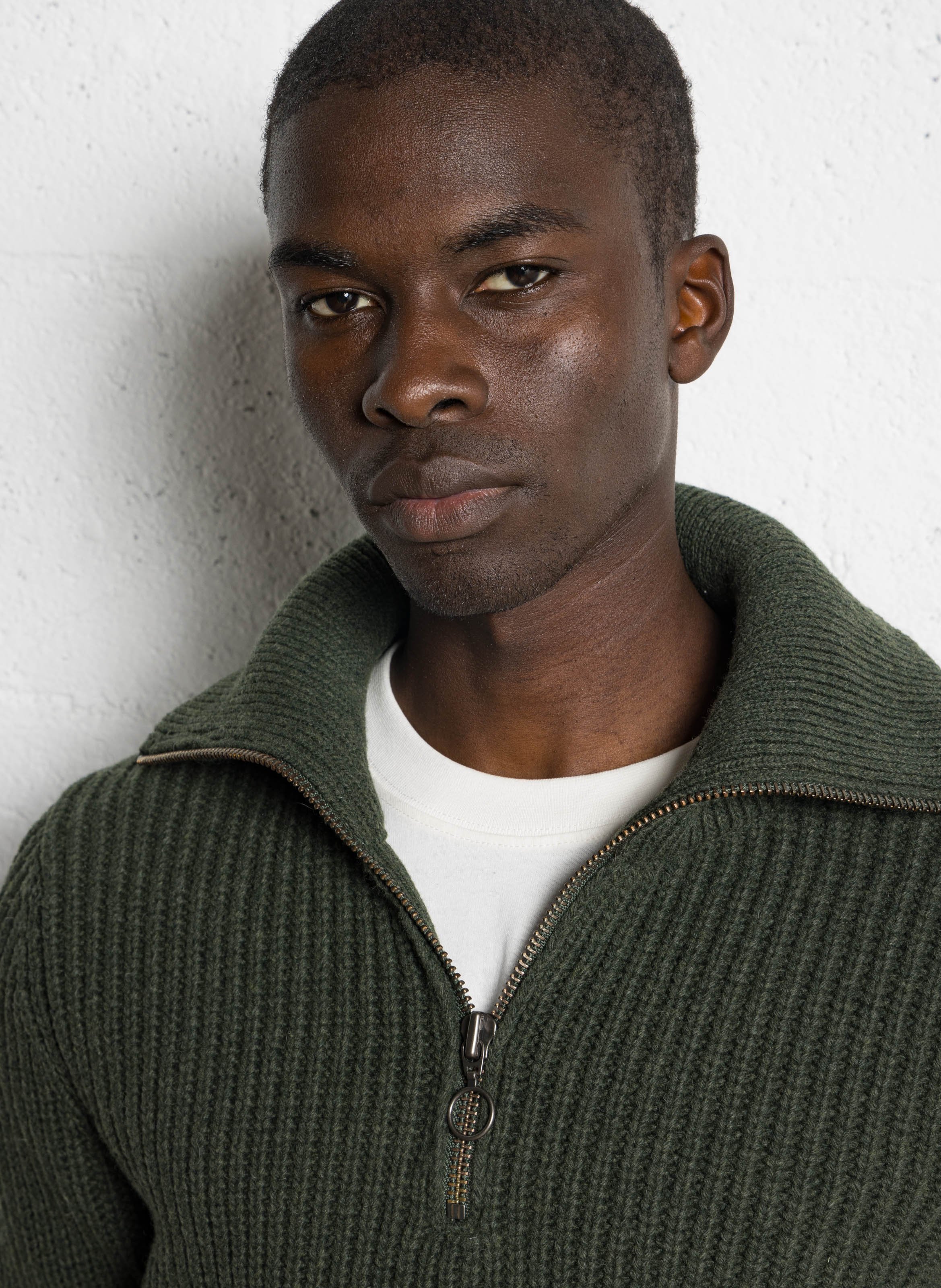 Pull col camionneur en laine mélangée ARMOR LUX Kaki