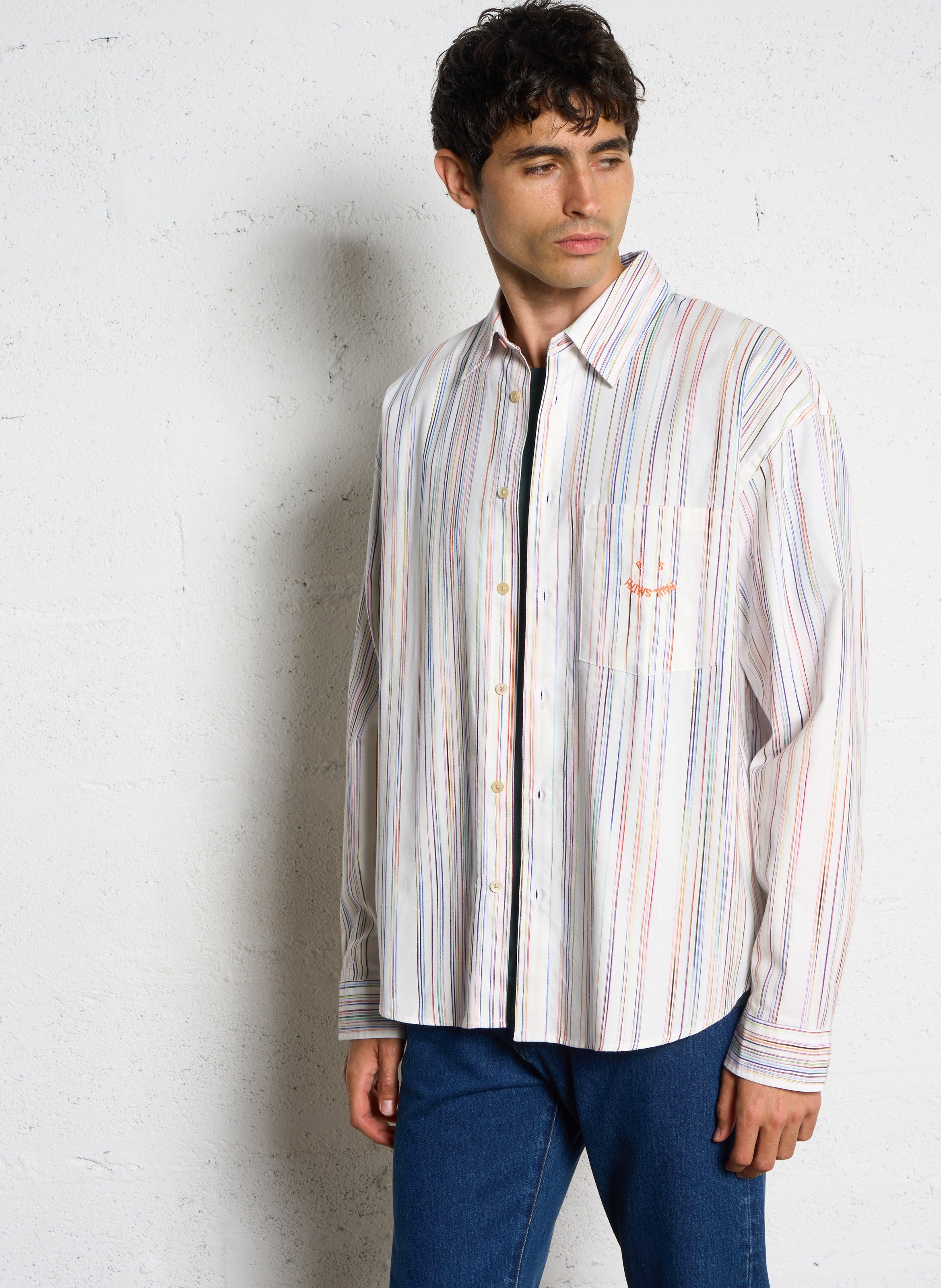 Oversized striped organic cotton shirt PAUL SMITH White