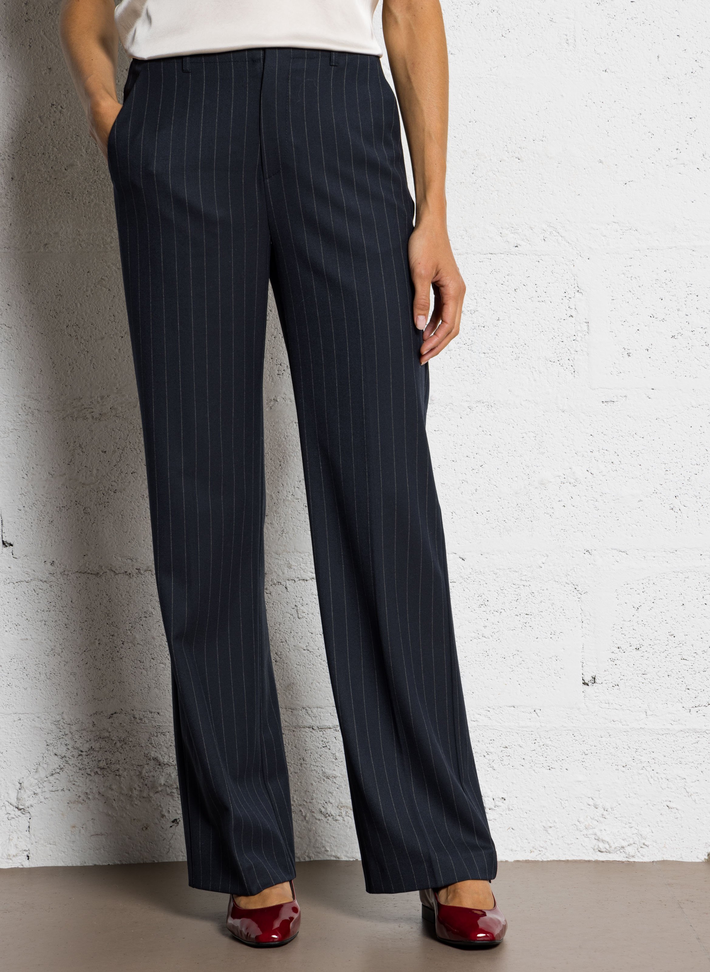 Pantalon droit à fines rayures SUD EXPRESS Bleu