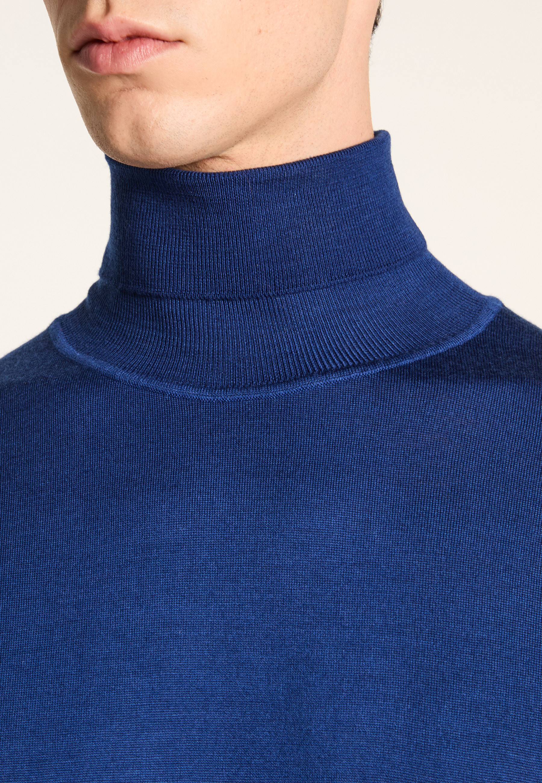Merino wool roll-neck sweater MAISON MONTAGUT Blue