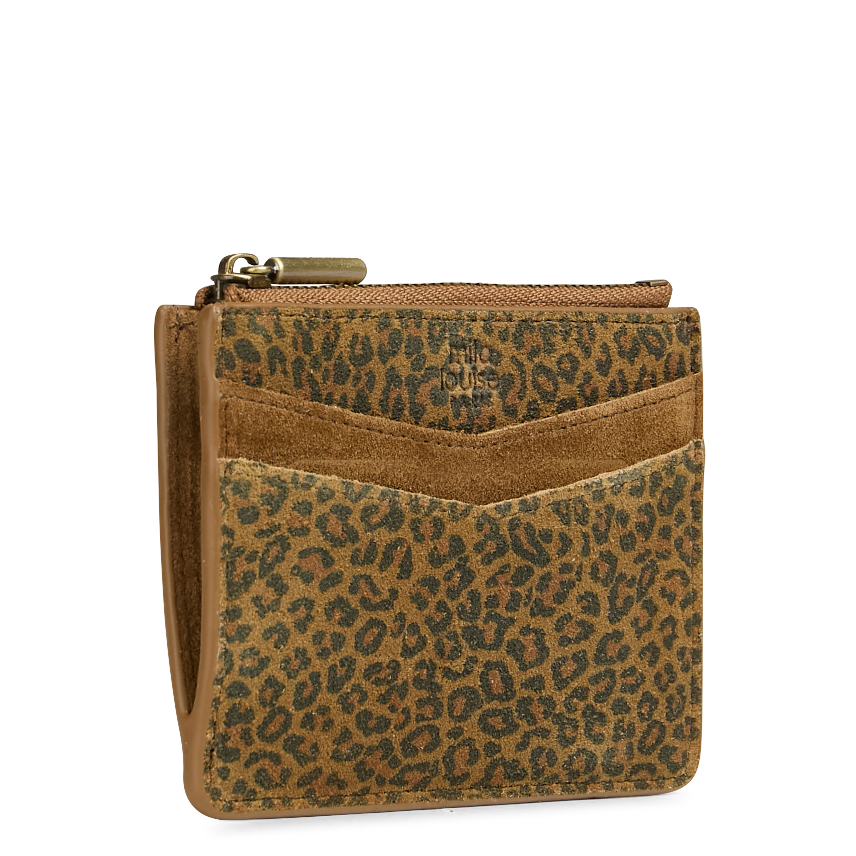 Porte-cartes en cuir velours imprimé MILA LOUISE Beige