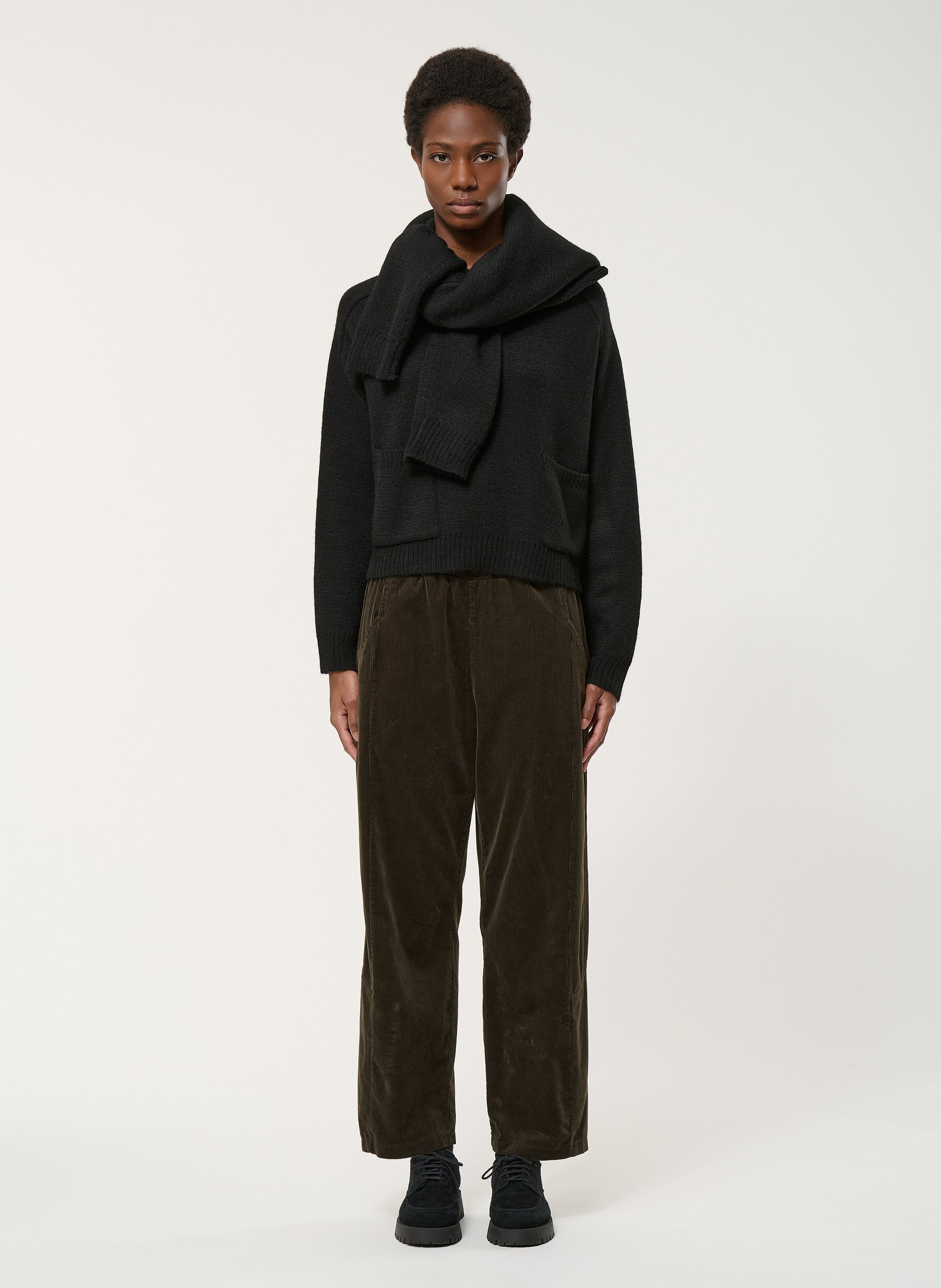 Pantalon droit en coton mélangé HUMILITY Marron