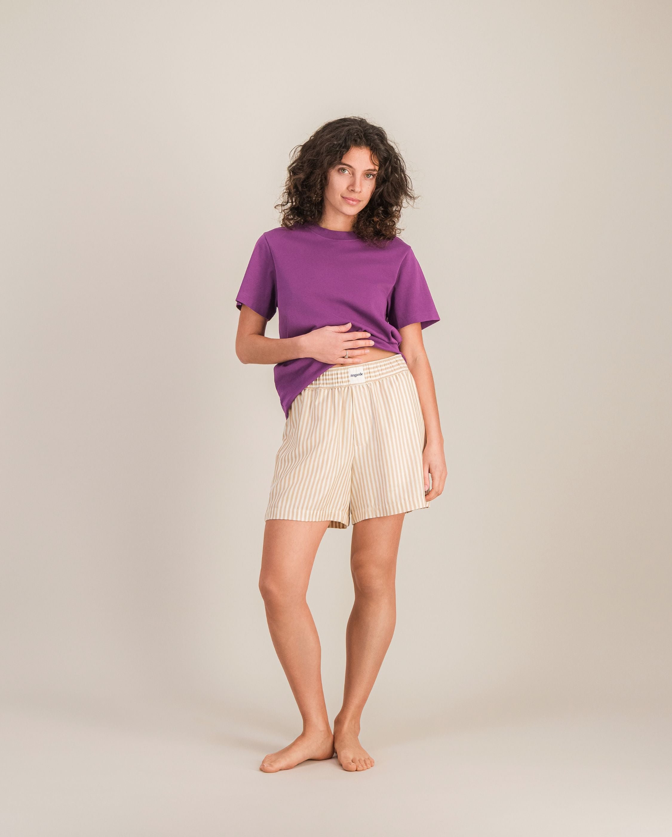 Short women's pajama, latte ANGARDE Brown
