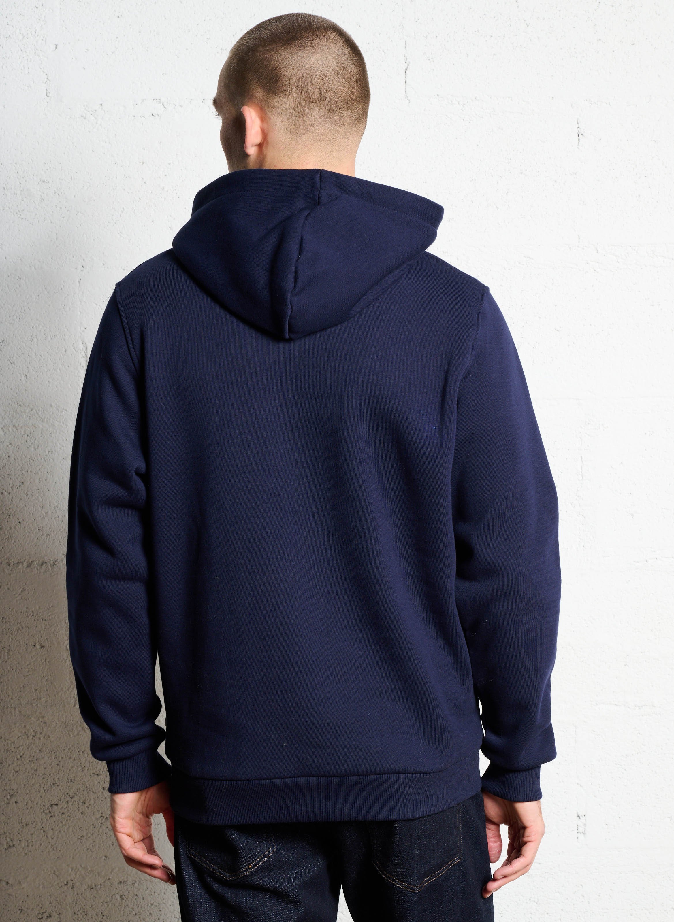 Embroidered organic cotton hoodie LES DEUX Blue