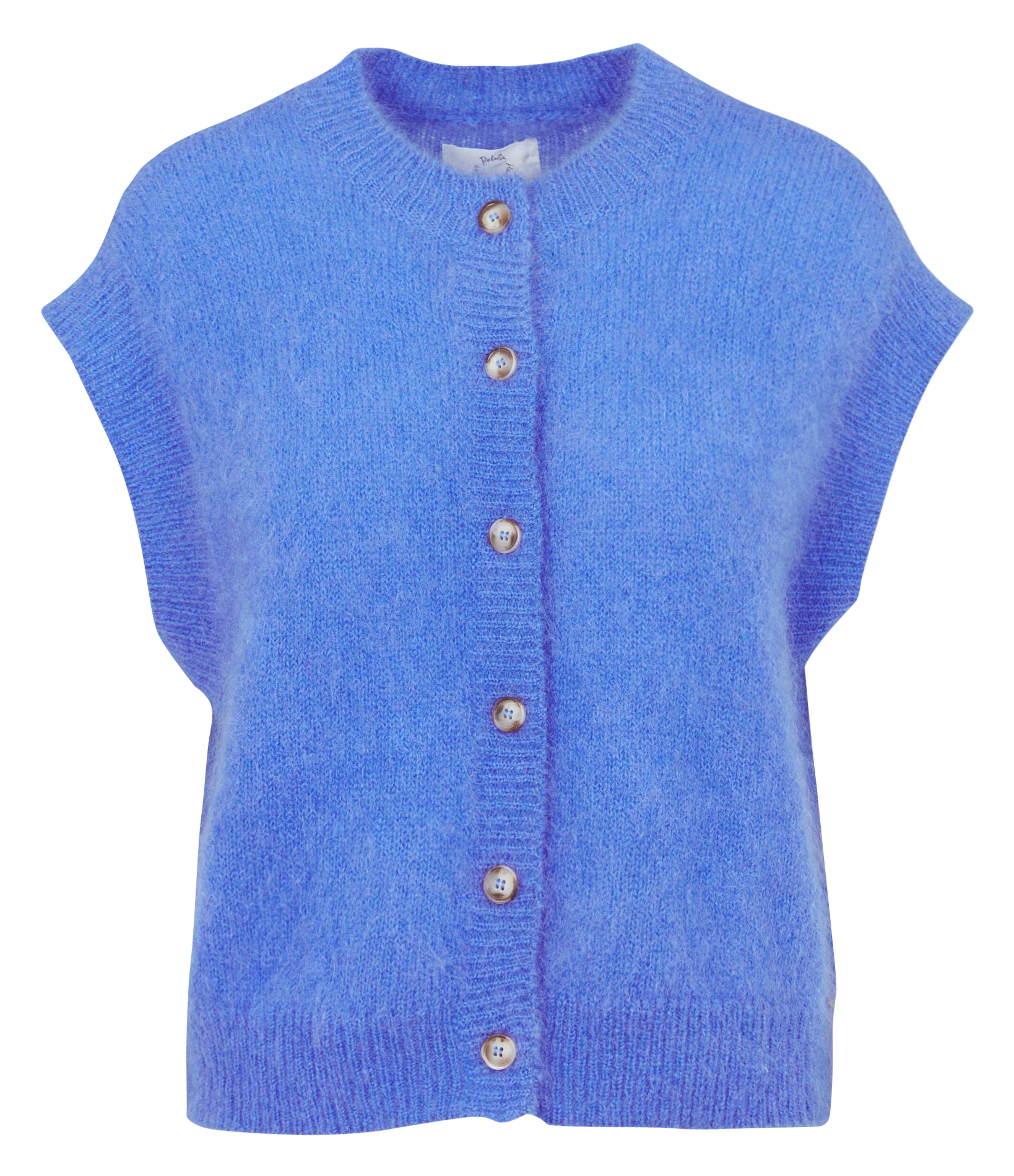 Oversized round neck wool blend vest DES PETITS HAUTS Blue