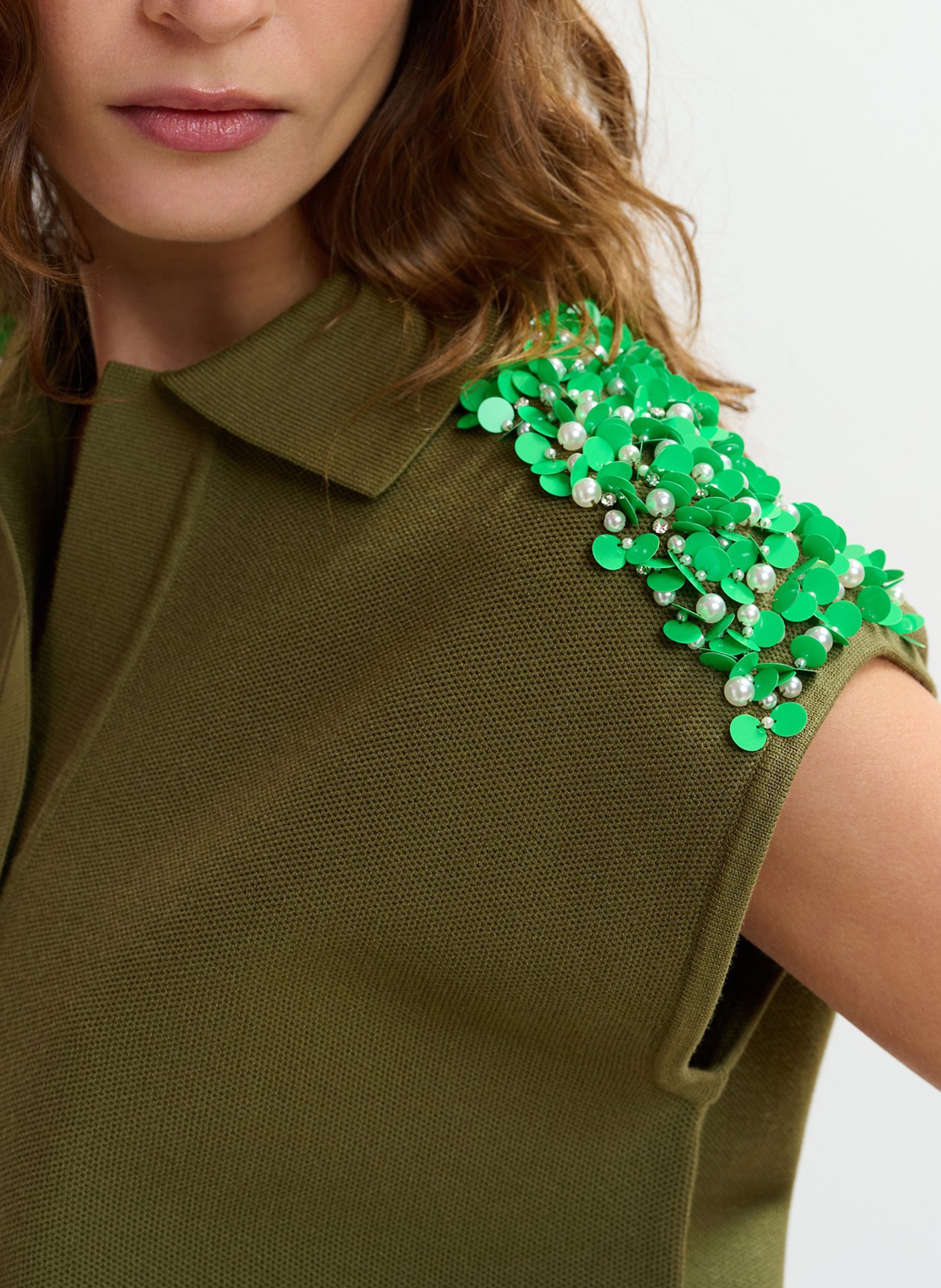 Top with polo shirt collar ESSENTIEL ANTWERP Green