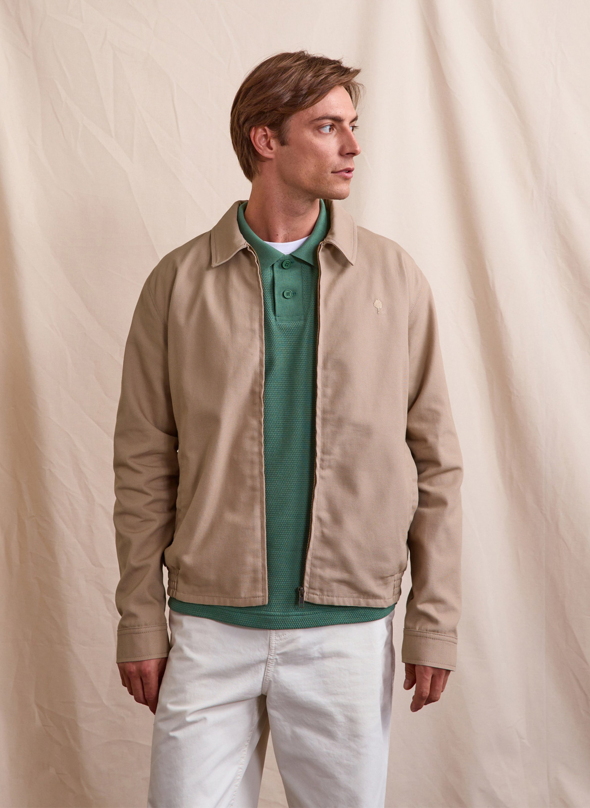 Veste oversize col classique en coton FAGUO Beige