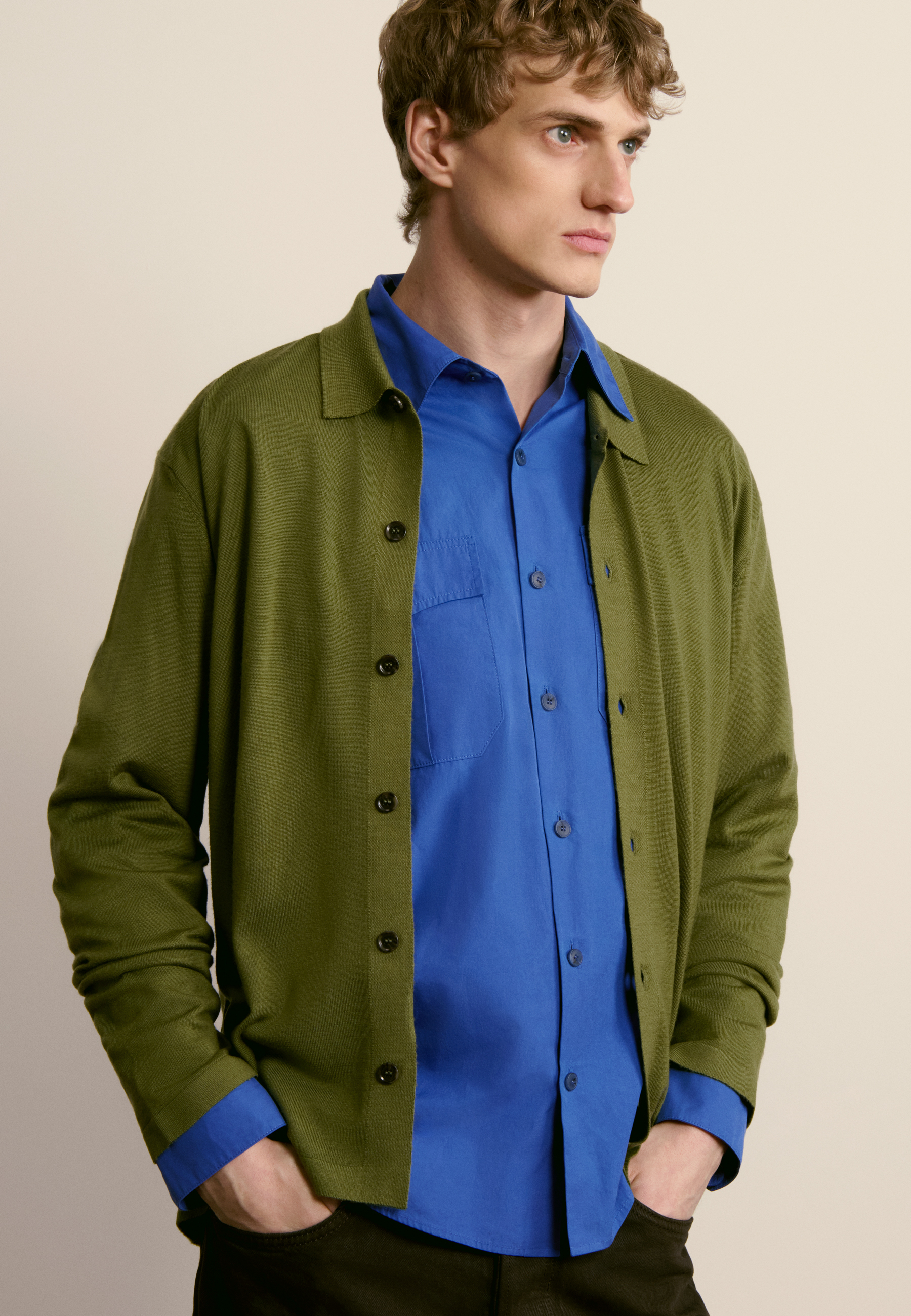 Merino wool shirt MAISON MONTAGUT Khaki