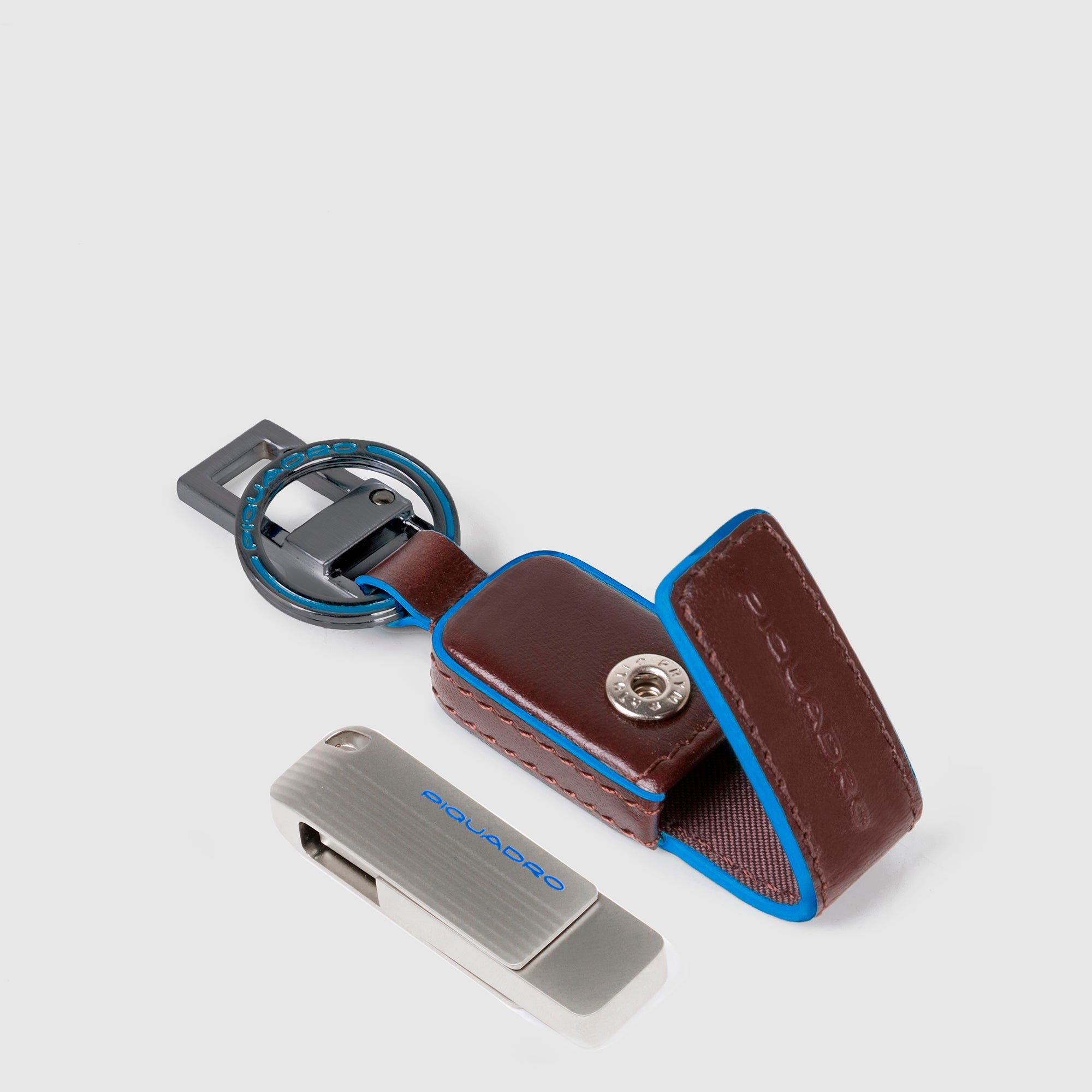 Keychain with 256GB USB flash drive PIQUADRO Brown