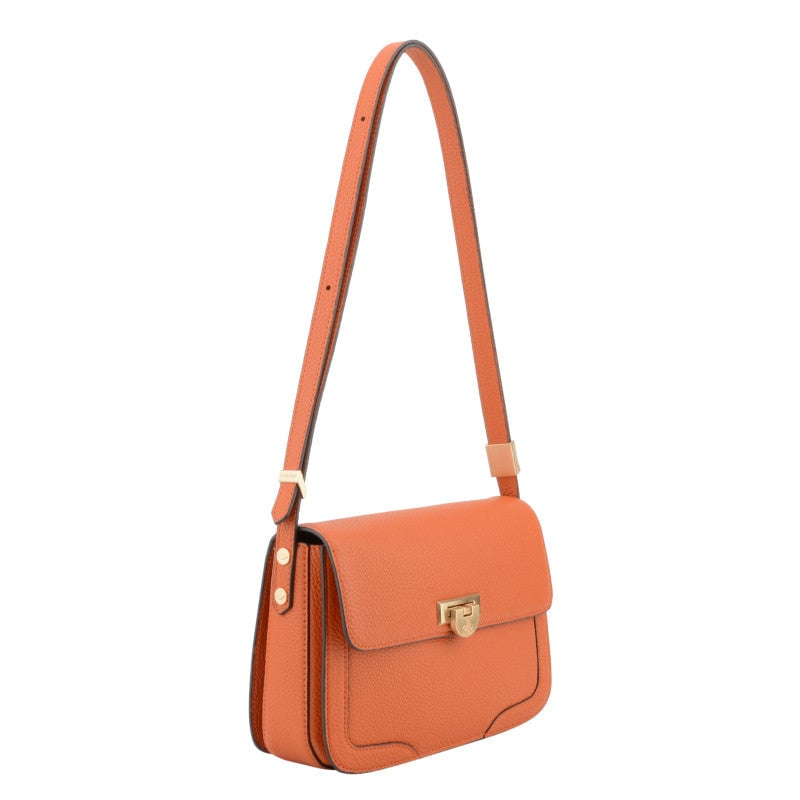 Crossbody bag in cowhide leather POURCHET Orange