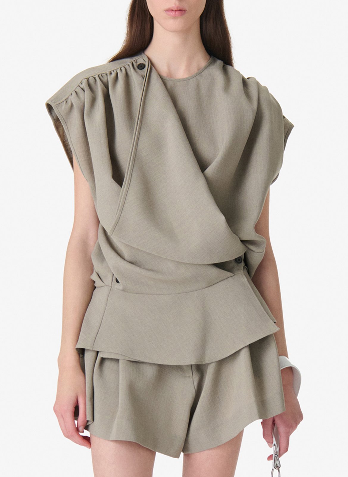 Ruimvallende top met ronde hals IRO Groen