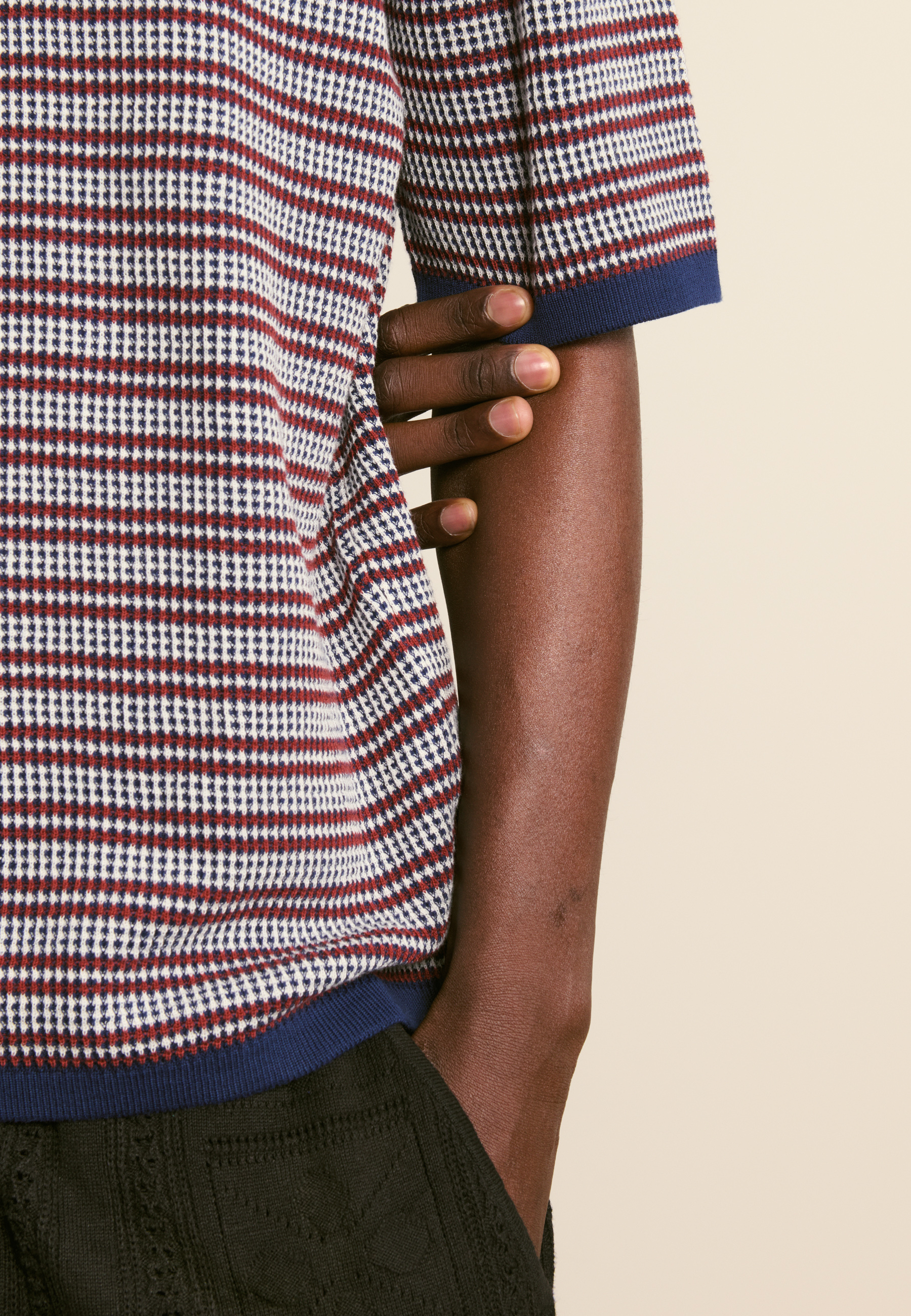 Polo à motifs en coton biologique MAISON MONTAGUT Bleu