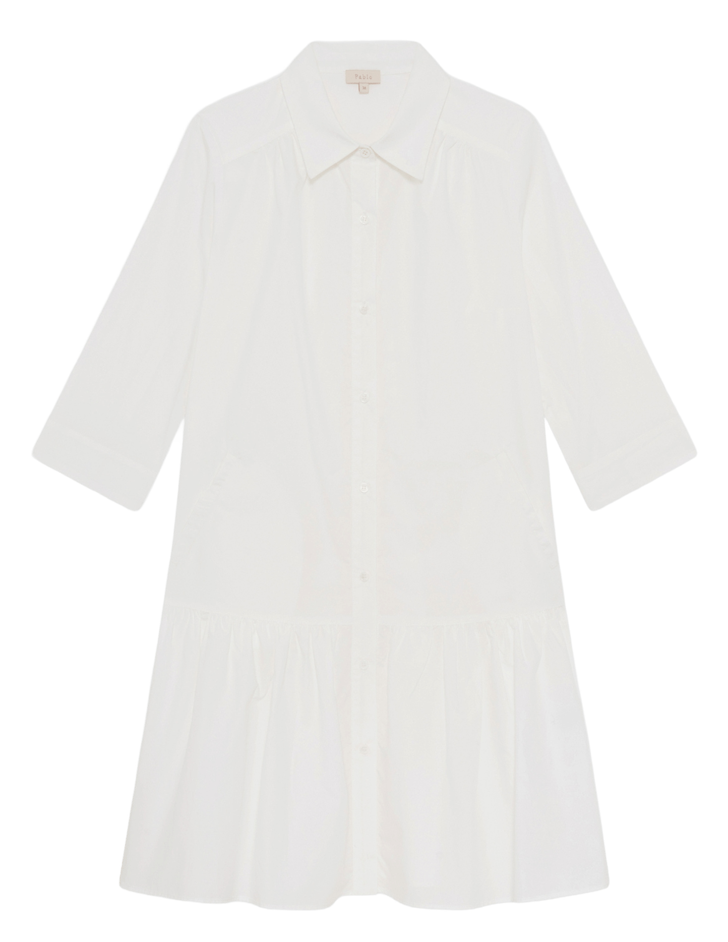 Robe courte col classique en coton  PABLO Blanc