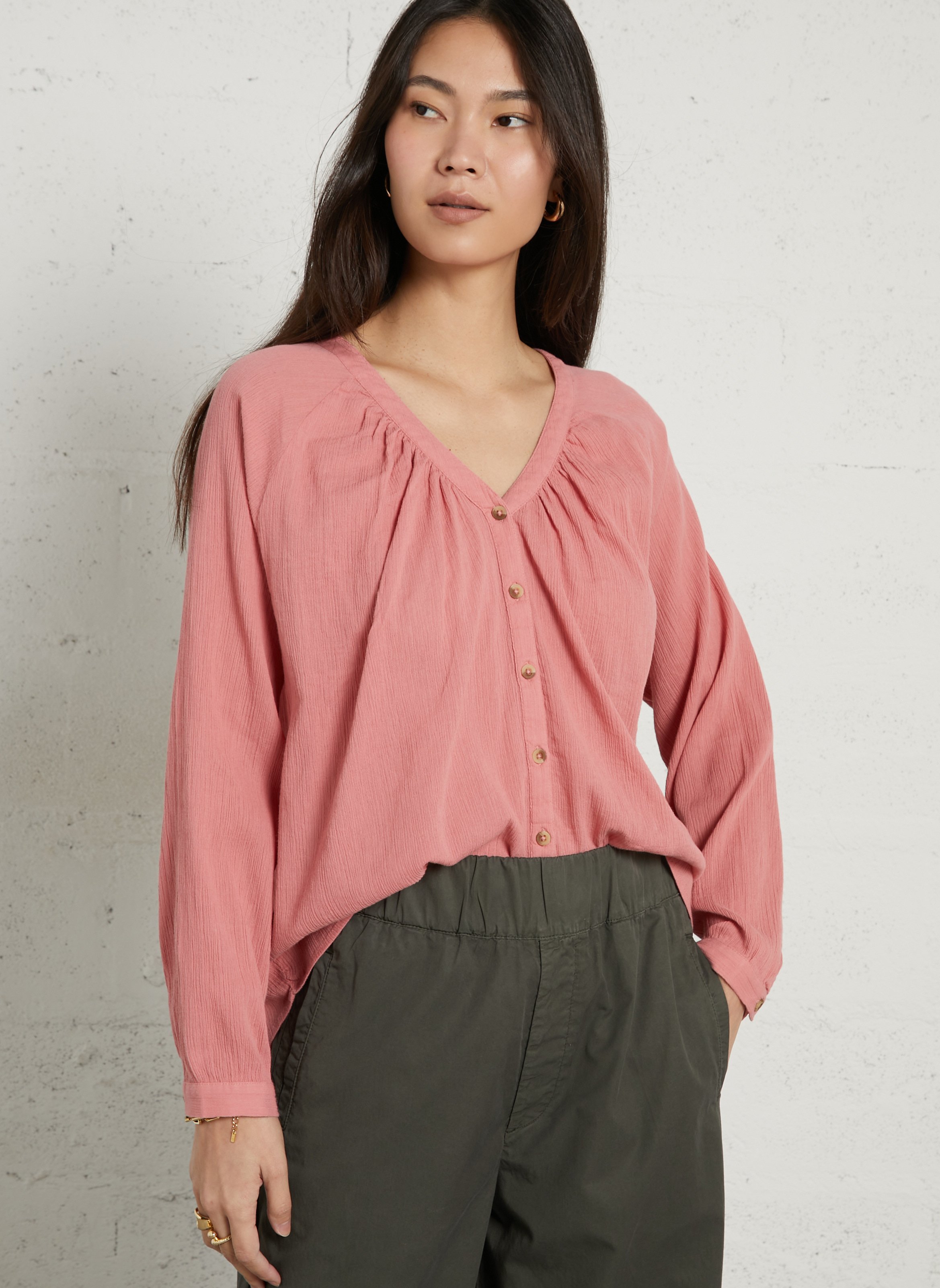 Oversized V-neck cotton blouse LA PETITE ETOILE