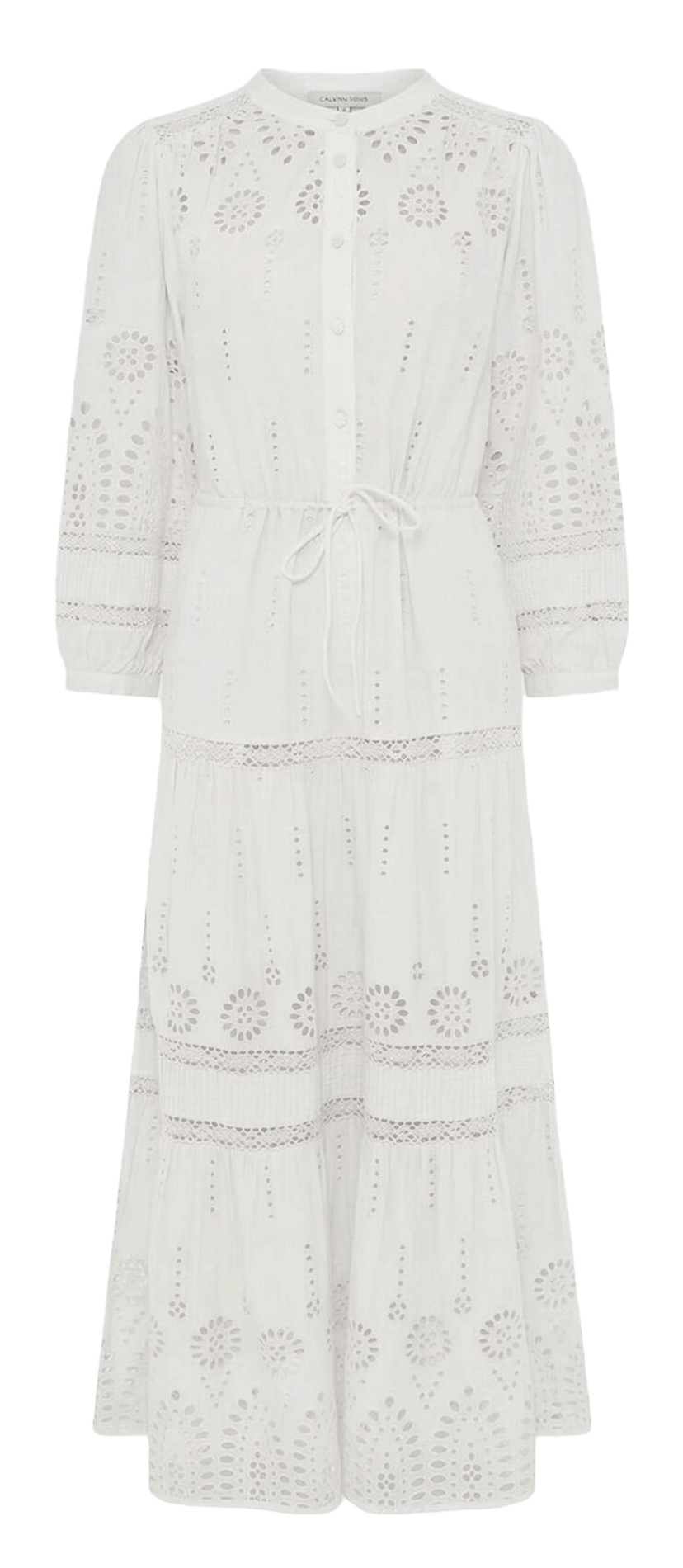 Robe longue col rond en coton brodé GERARD DAREL Beige