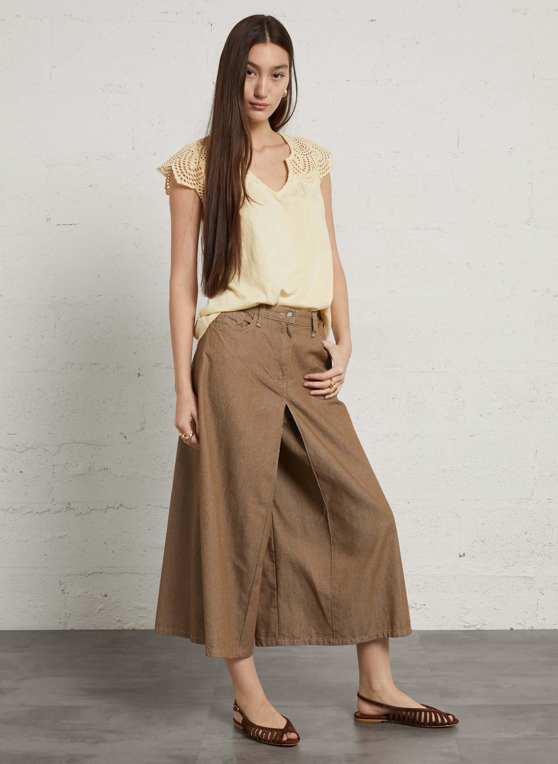 Sandales plates en cuir velours ANONYMOUS COPENHAGEN Marron