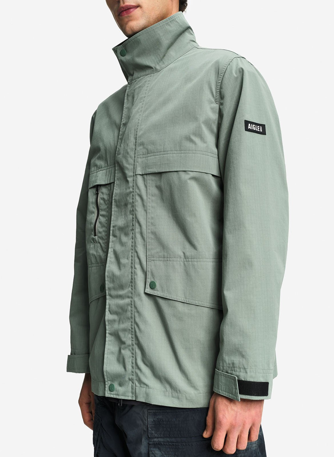 Straight high-neck solid parka AIGLE Green