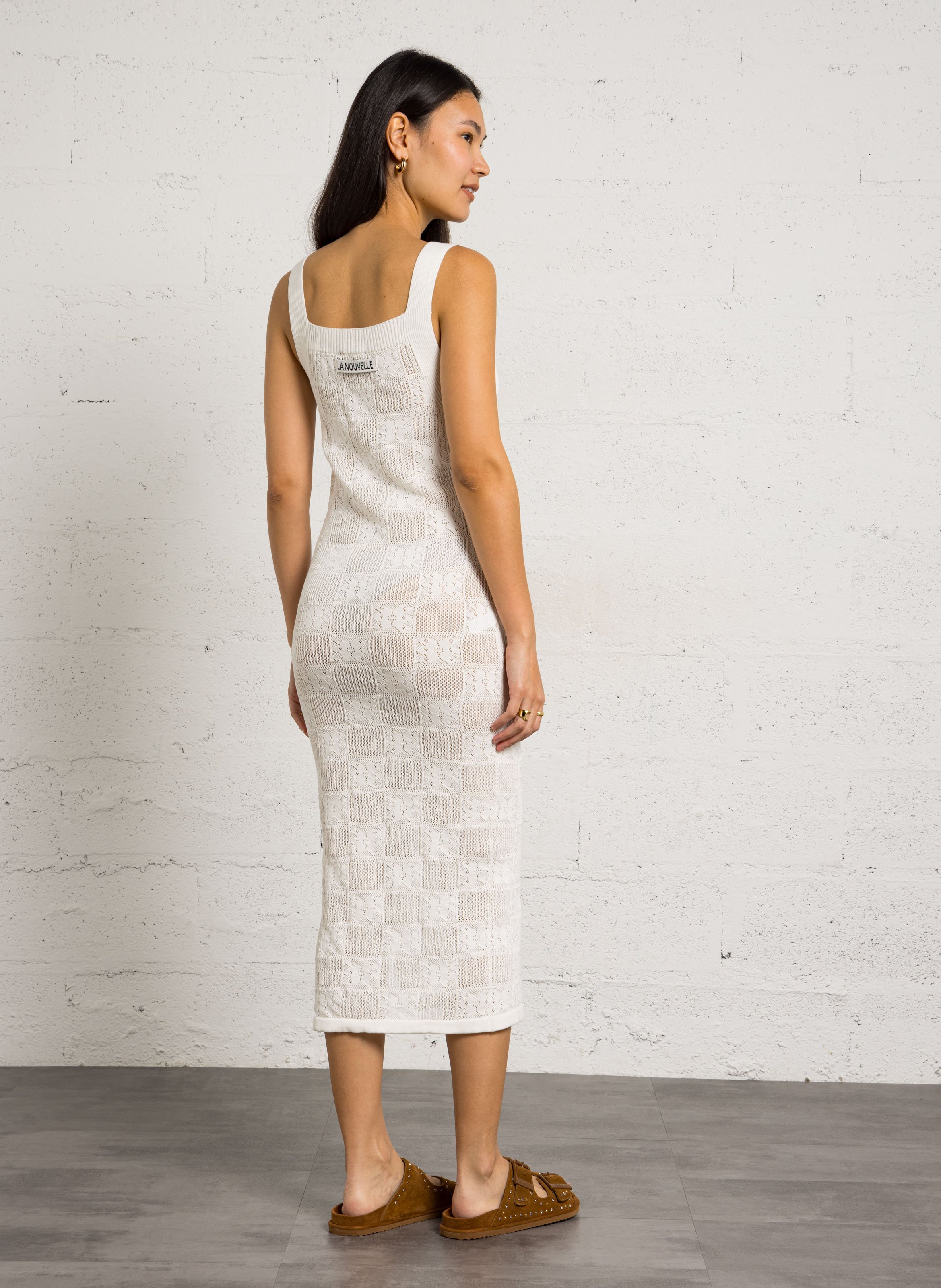 Cotton midi dress LA NOUVELLE White