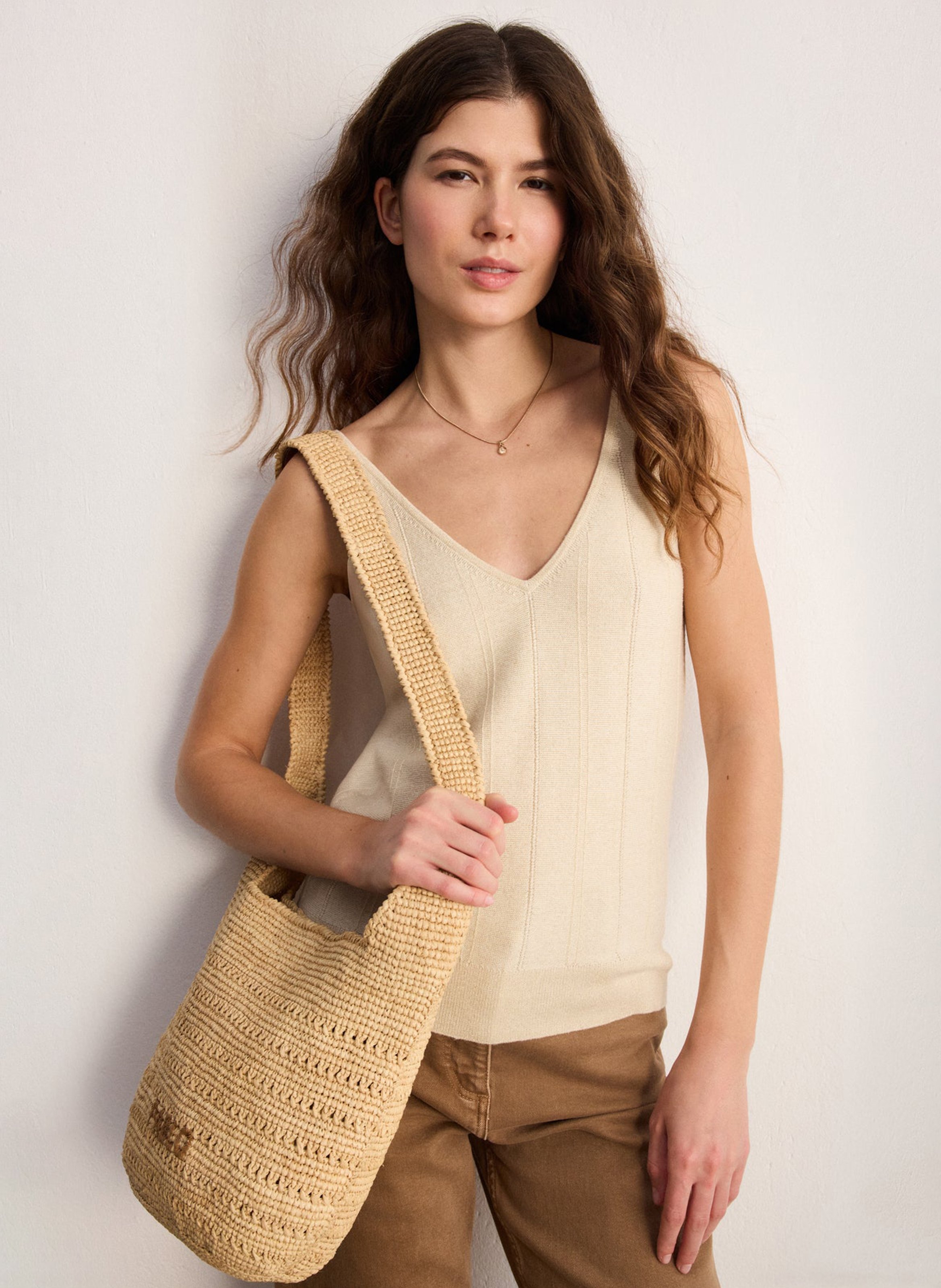 Raffia shoulder bag PABLO Beige