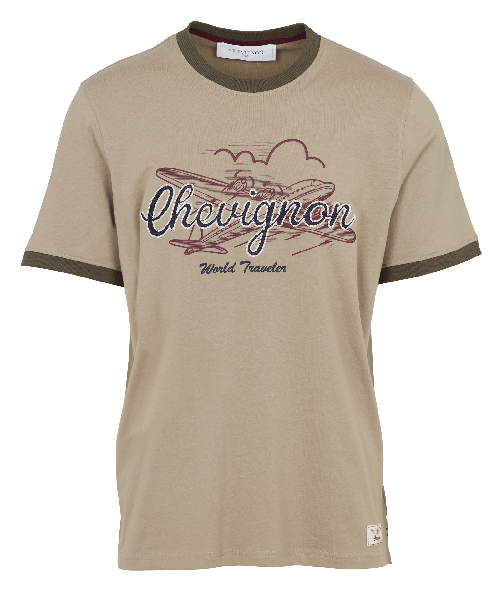 Straight round neck embroidered t-shirt CHEVIGNON Green