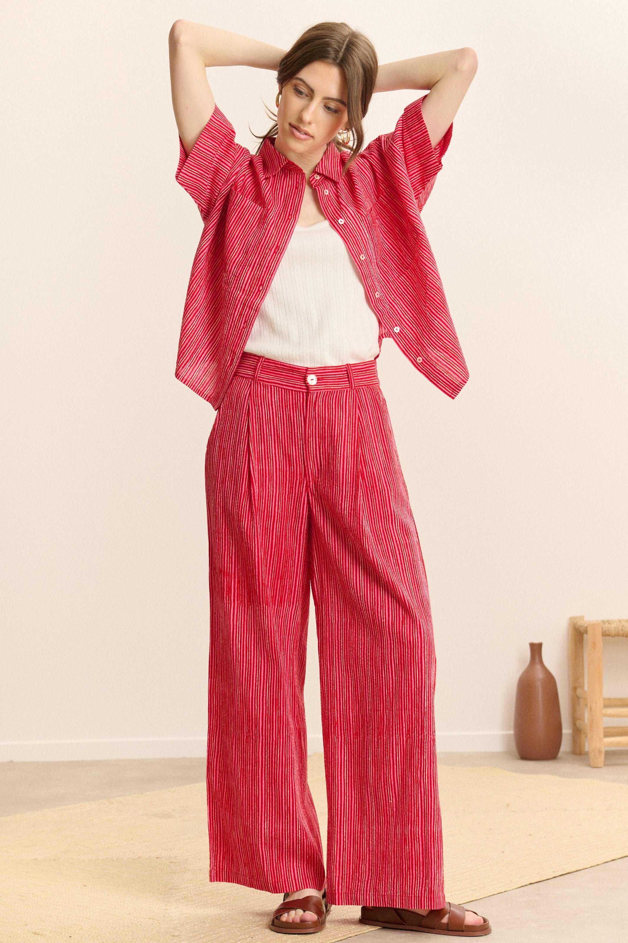 Straight striped trousers  GARANCE PARIS Pink
