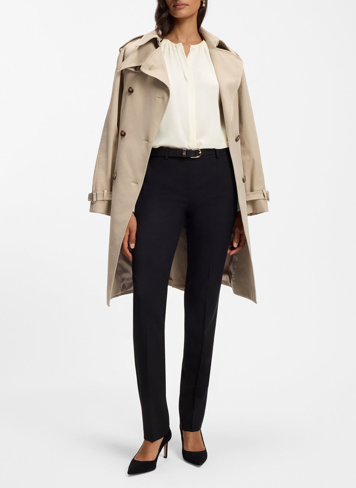 Solid silk blend blouse BOSS Beige