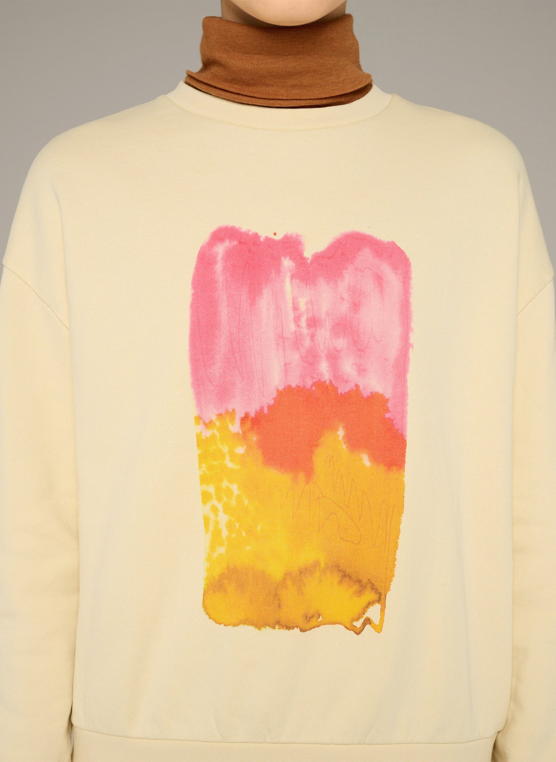 Sweat droit col rond sérigraphié en coton bio COTELAC ACOTE Multicolore